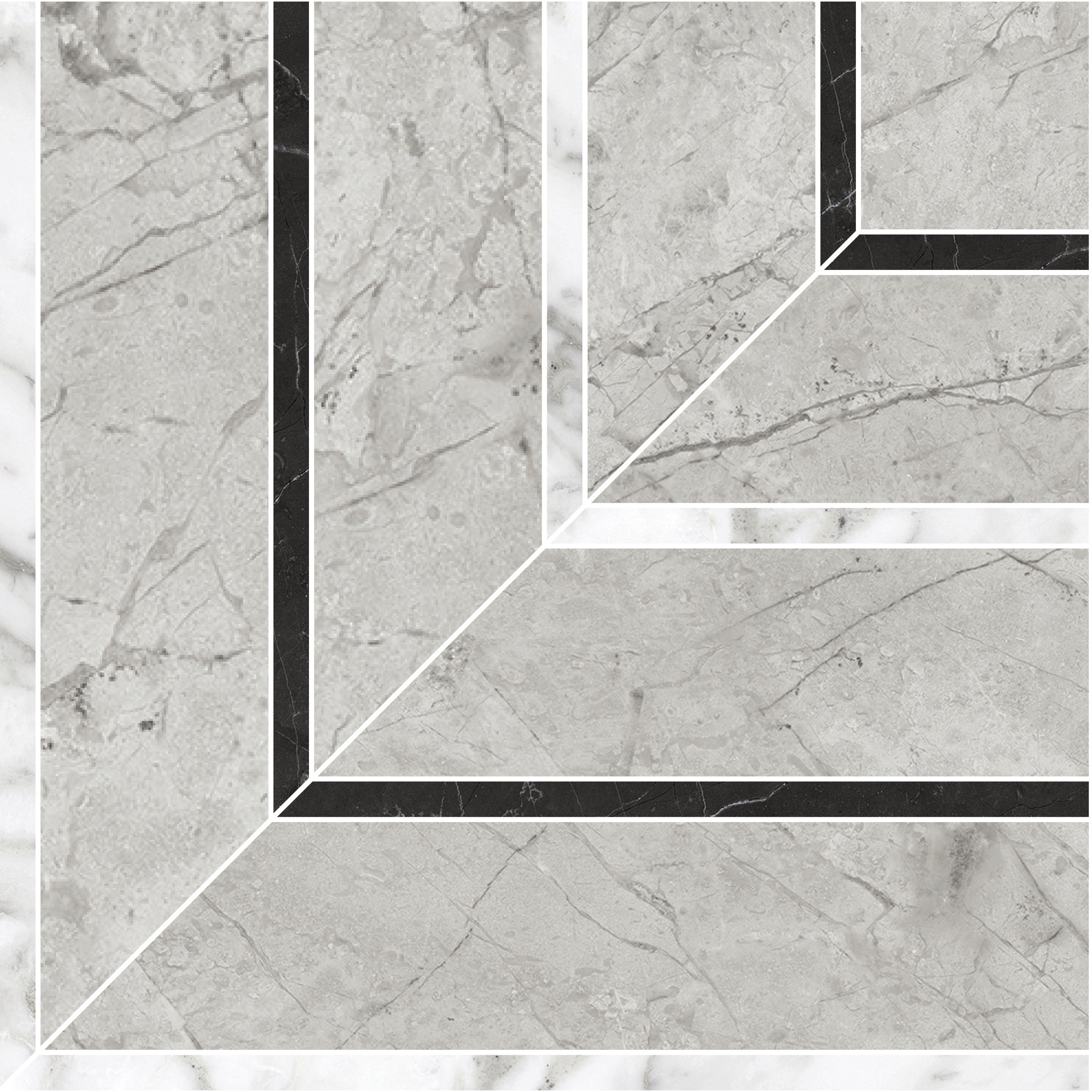 LA MARCA: Paradiso Argento Picco Porcelain Mosaic (8 5/16"×8 5/16"×11/32" | Honed | Rectified)