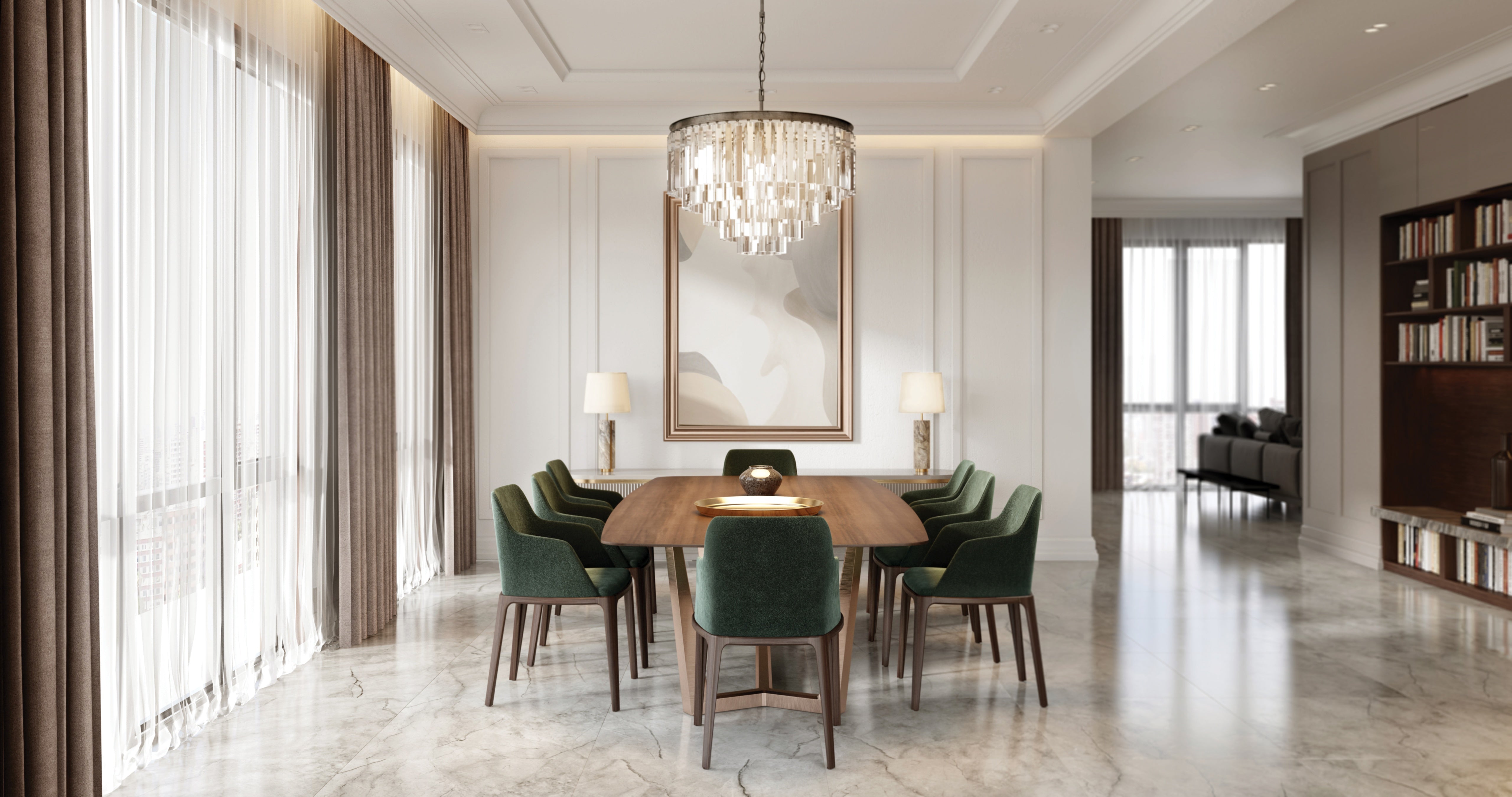 La Marca Paradiso Argento porcelain trim by Anatolia, lifestyle installation view 1, 3"×12"×11/32" size. Premium porcelain for floors and walls.