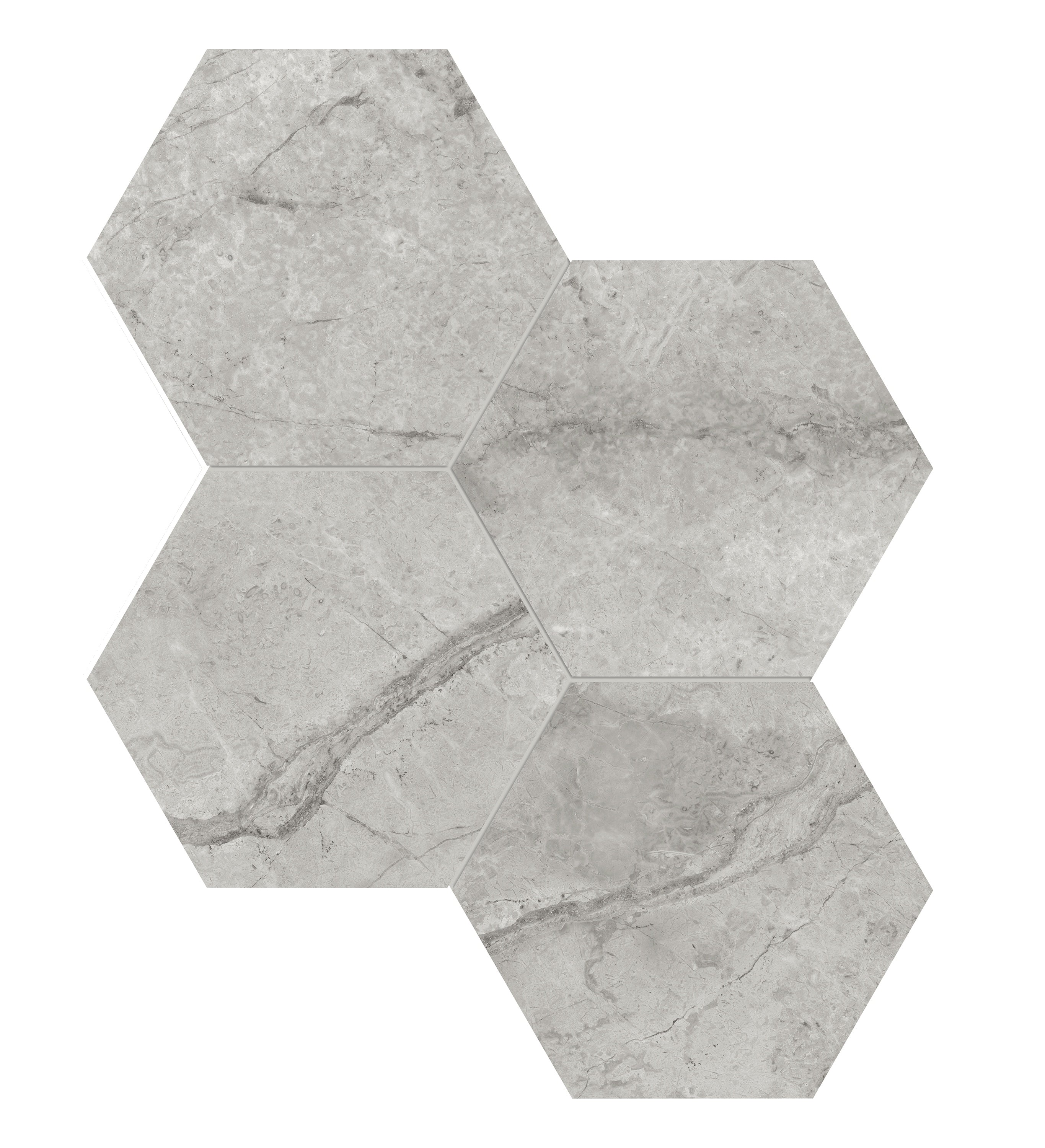 LA MARCA: Paradiso Argento 6 Hexagon Porcelain Mosaic (9 31/32"×11 1/2"×11/32" | Honed | Rectified)