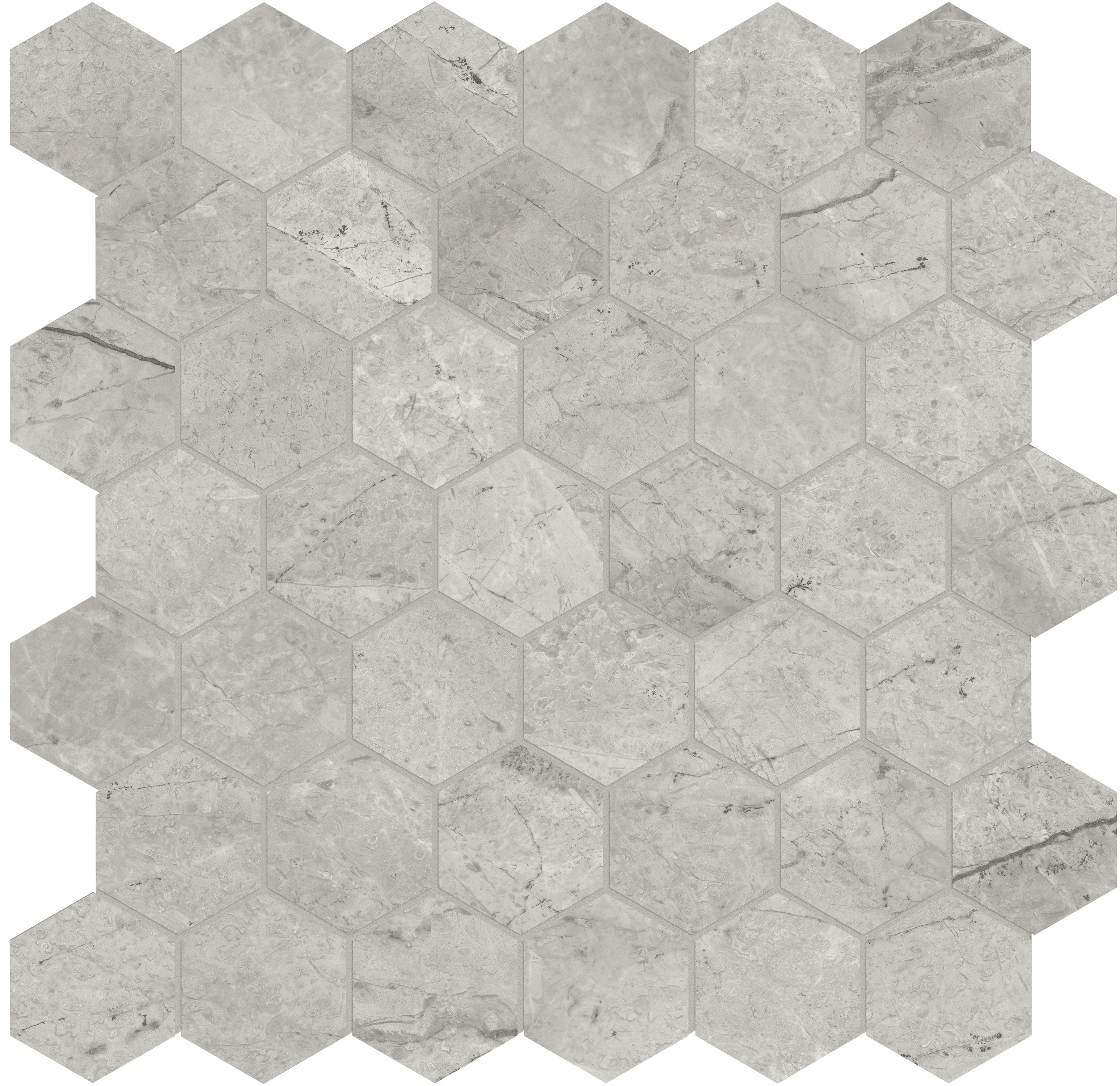 LA MARCA: Paradiso Argento 2 Hexagon Porcelain Mosaic (11 23/32"×11 27/32"×11/32" | Honed | Rectified)