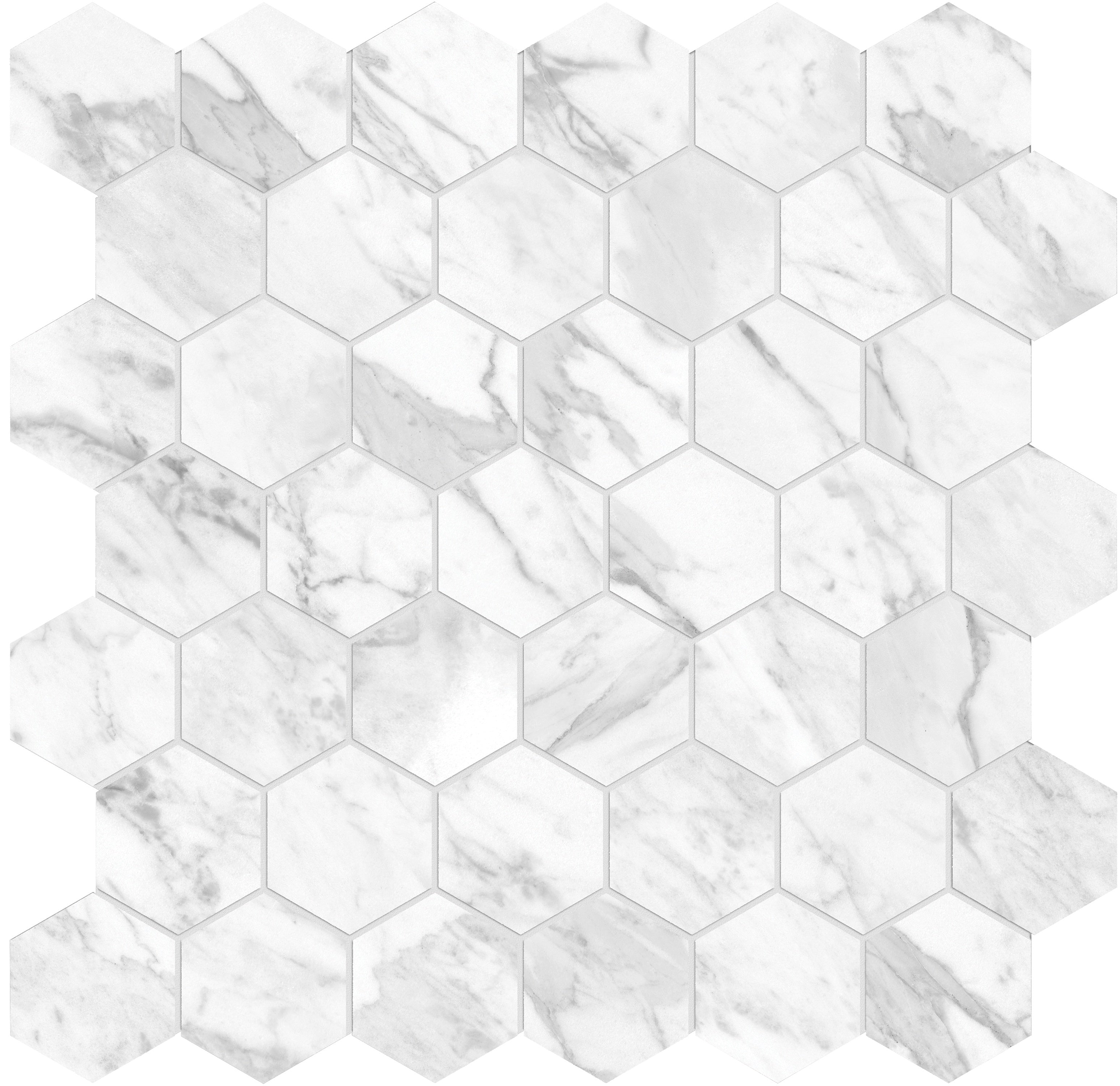 LA MARCA: Statuarietto 2 Hexagon Porcelain Mosaic (11 23/32"×11 27/32"×11/32" | Honed | Rectified)
