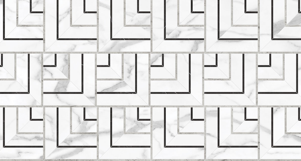 LA MARCA: Statuario Nuovo Picco Porcelain Mosaic (8 5/16"×8 5/16"×11/32" | Honed | Rectified)