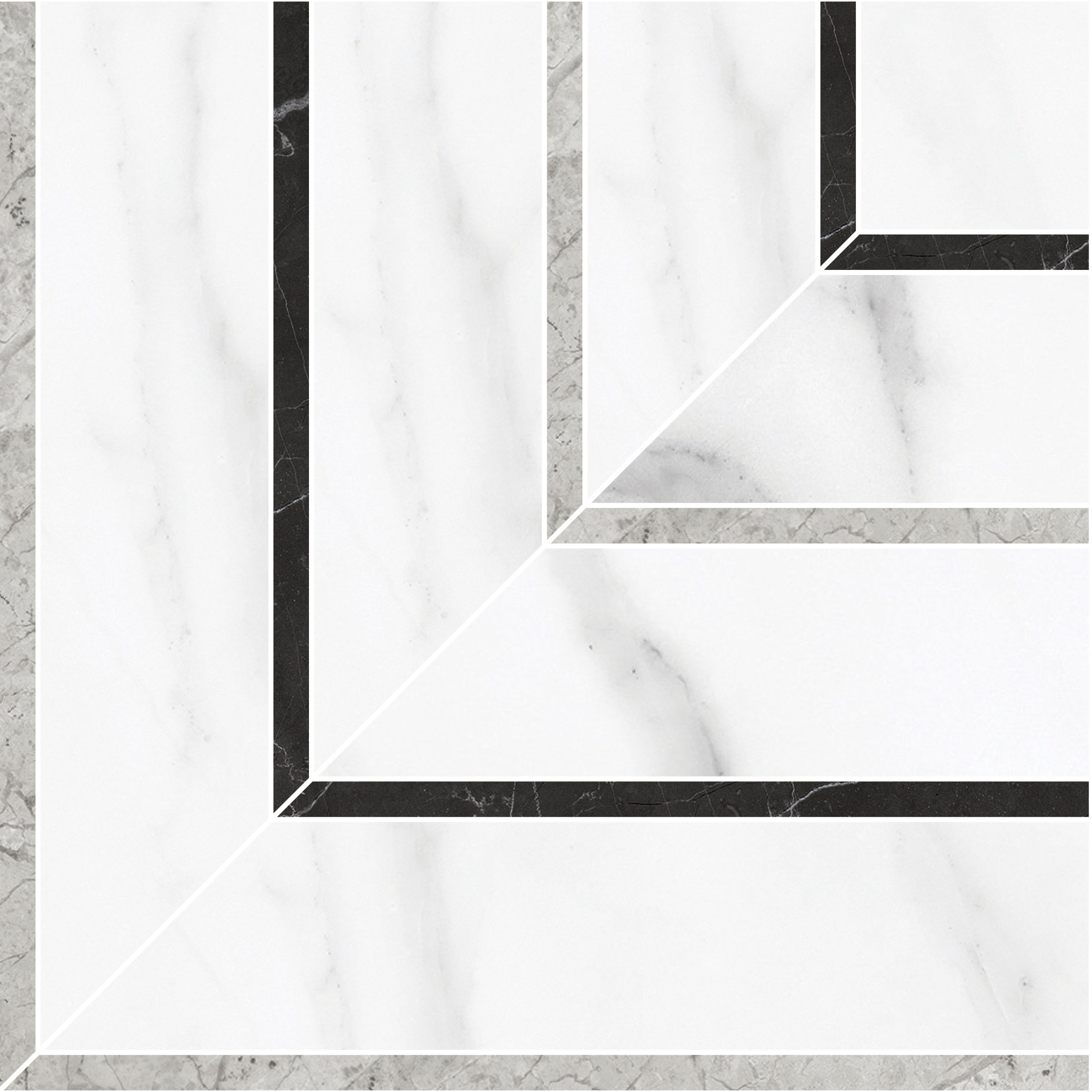 LA MARCA: Statuario Nuovo Picco Porcelain Mosaic (8 5/16"×8 5/16"×11/32" | Honed | Rectified)