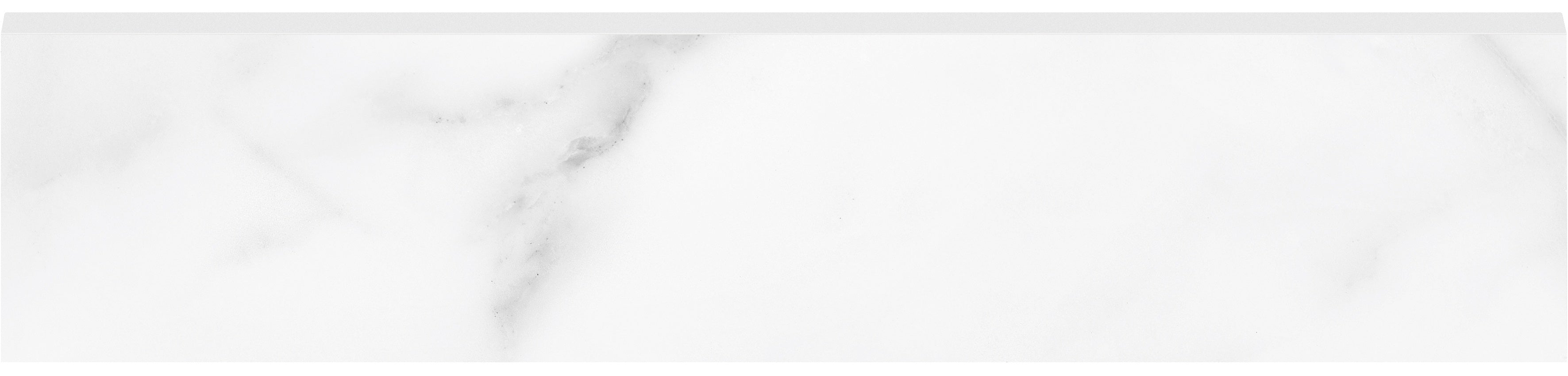 La Marca Statuario Nuovo porcelain trim by Anatolia, top-down product view, 3"×12"×11/32" size. Premium porcelain for floors and walls.