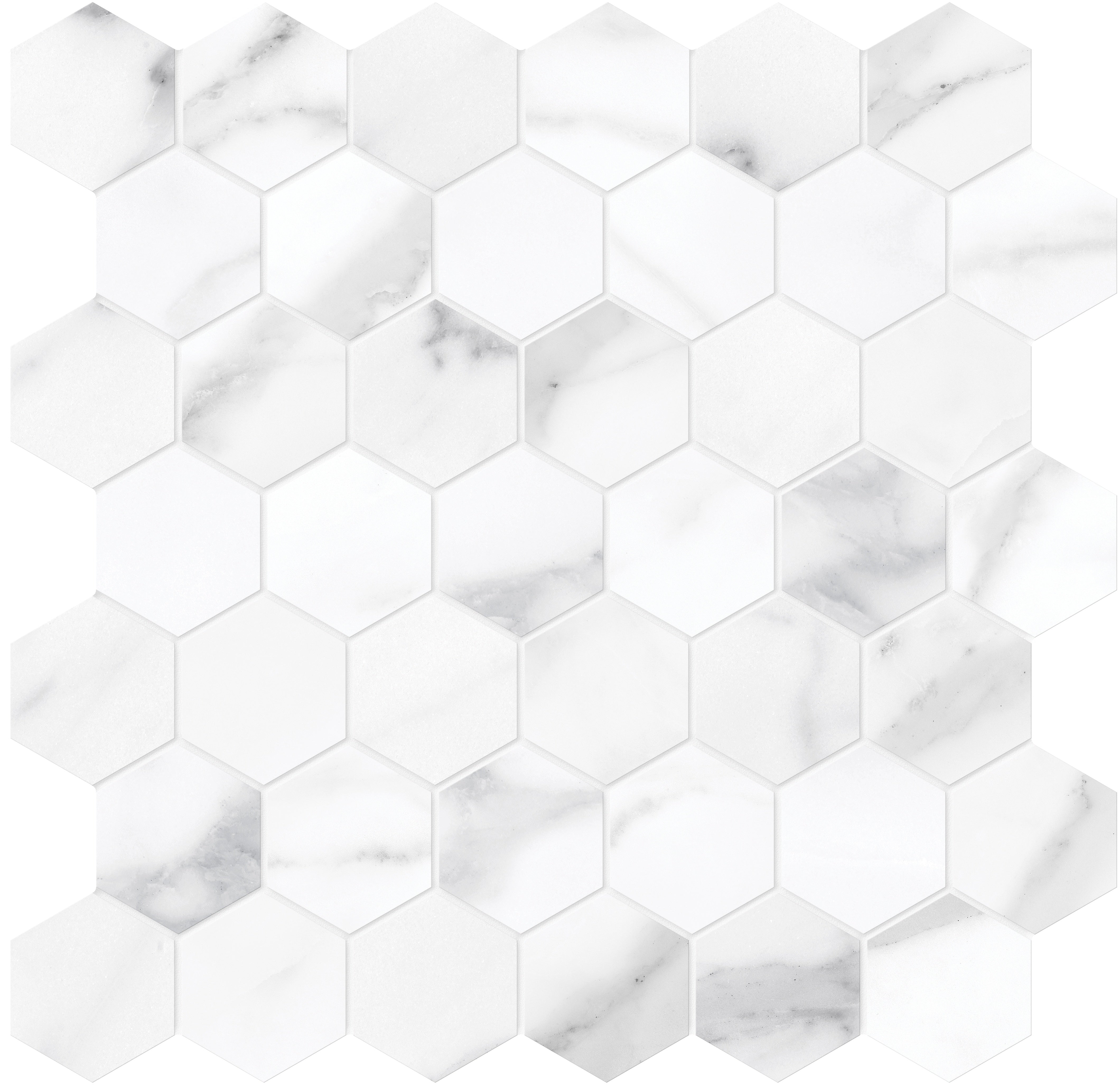 LA MARCA: Statuario Nuovo 2 Hexagon Porcelain Mosaic (11 23/32"×11 27/32"×11/32" | Honed | Rectified)