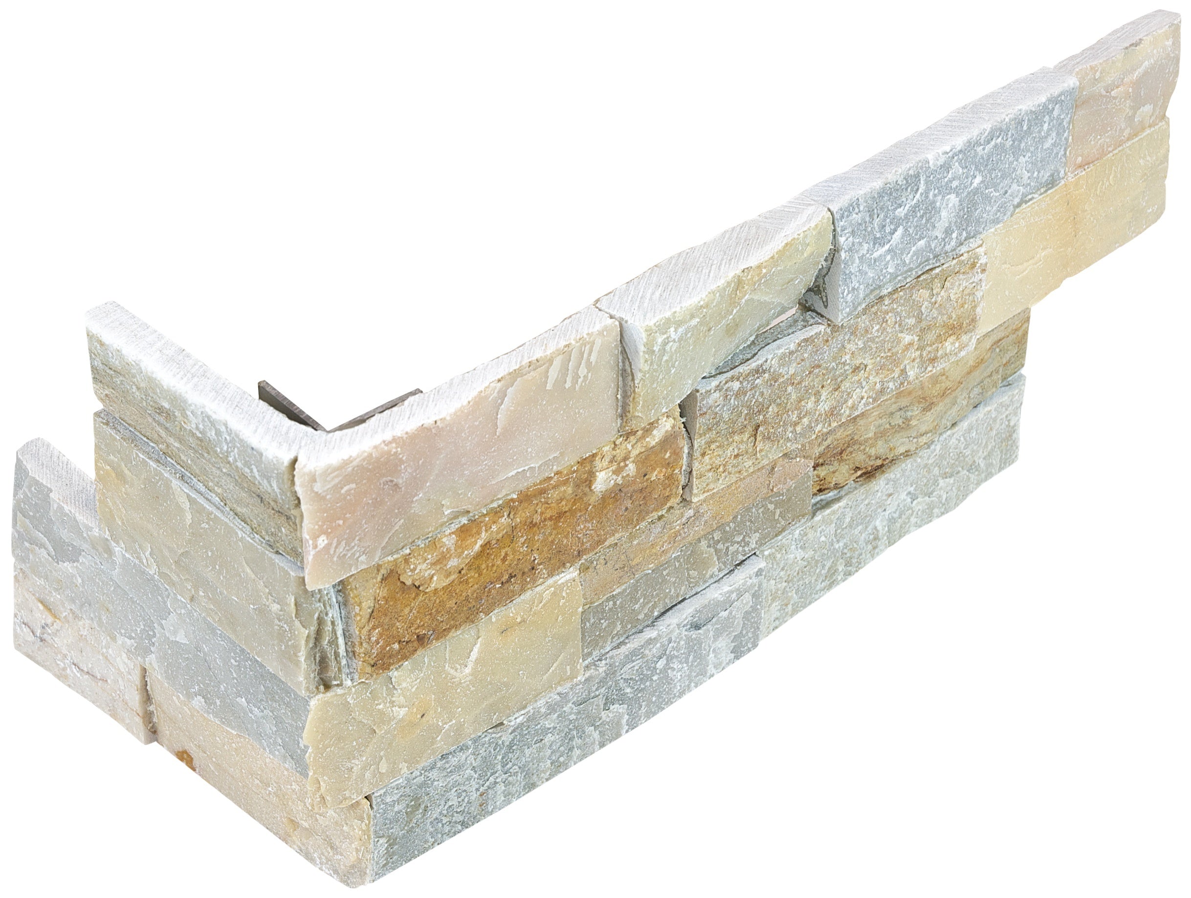 Ledger Stone Beachwalk quartzite trim by Anatolia, top-down product view, 6"×18"×19/32" size. Chinese quartzite for floors and walls.