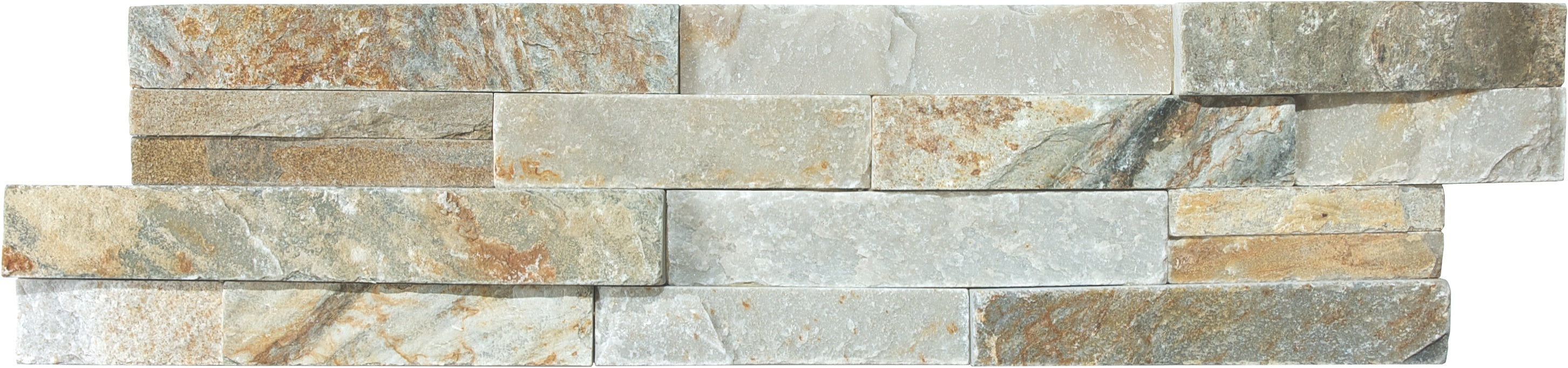 Ledger Stone Beachwalk quartzite field tile by Anatolia, top-down product view, 6"×24"×19/32" size. Chinese quartzite for floors and walls.
