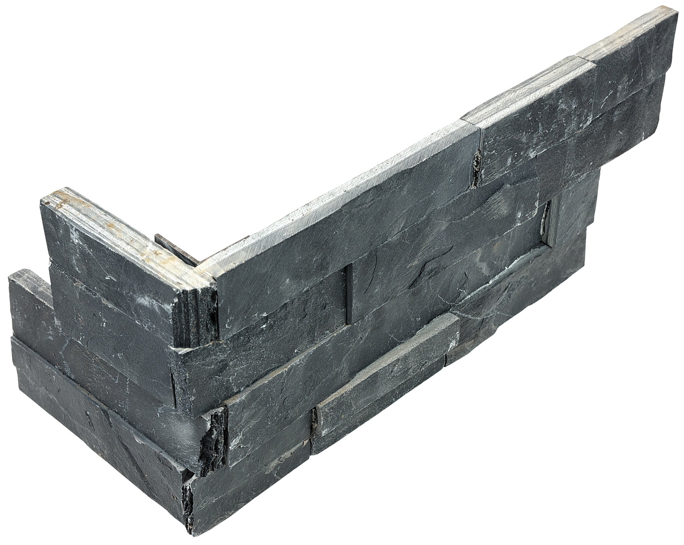 LEDGER STONE: Carbon Assembled Corner Slate Trim (6"×18"×19/32" | Split Face | Rectified)
