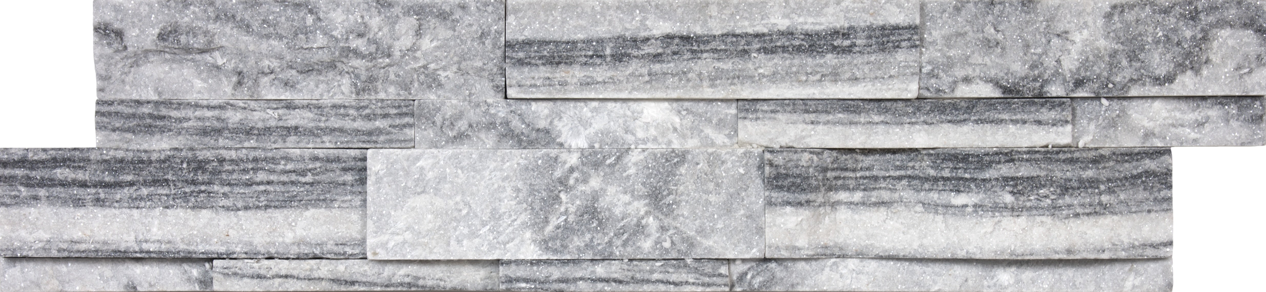 Ledger Stone Nordic Crystal quartzite field tile by Anatolia, top-down product view, 6"×24"×31/32" size. Chinese quartzite for floors and walls.