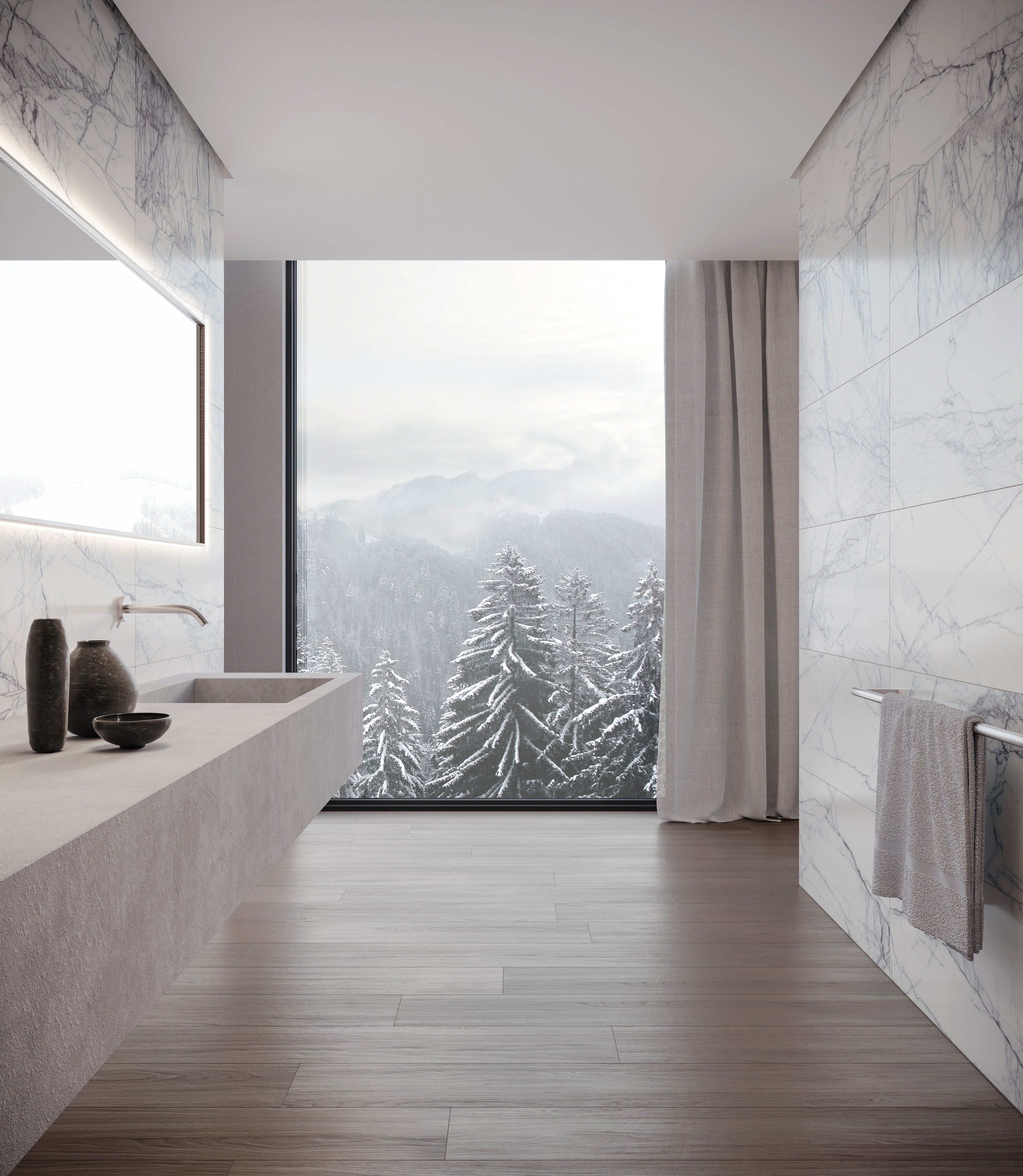 Lilac Volta field tile by Anatolia Tile, lifestyle installation view 3, 18"×36" size. Premium porcelain for floors and walls.