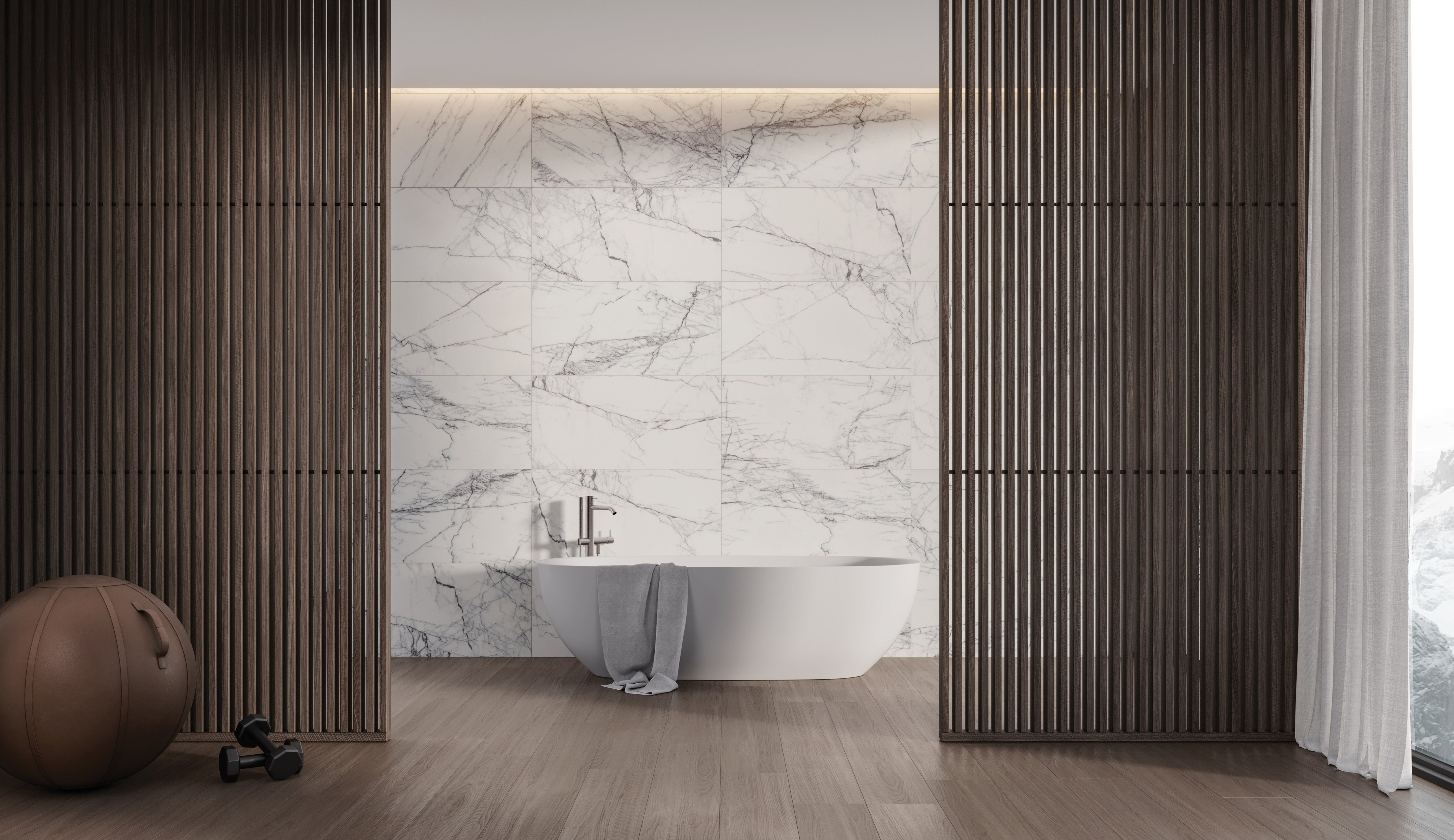 Lilac Volta field tile by Anatolia Tile, lifestyle installation view 1, 18"×36" size. Premium porcelain for floors and walls.