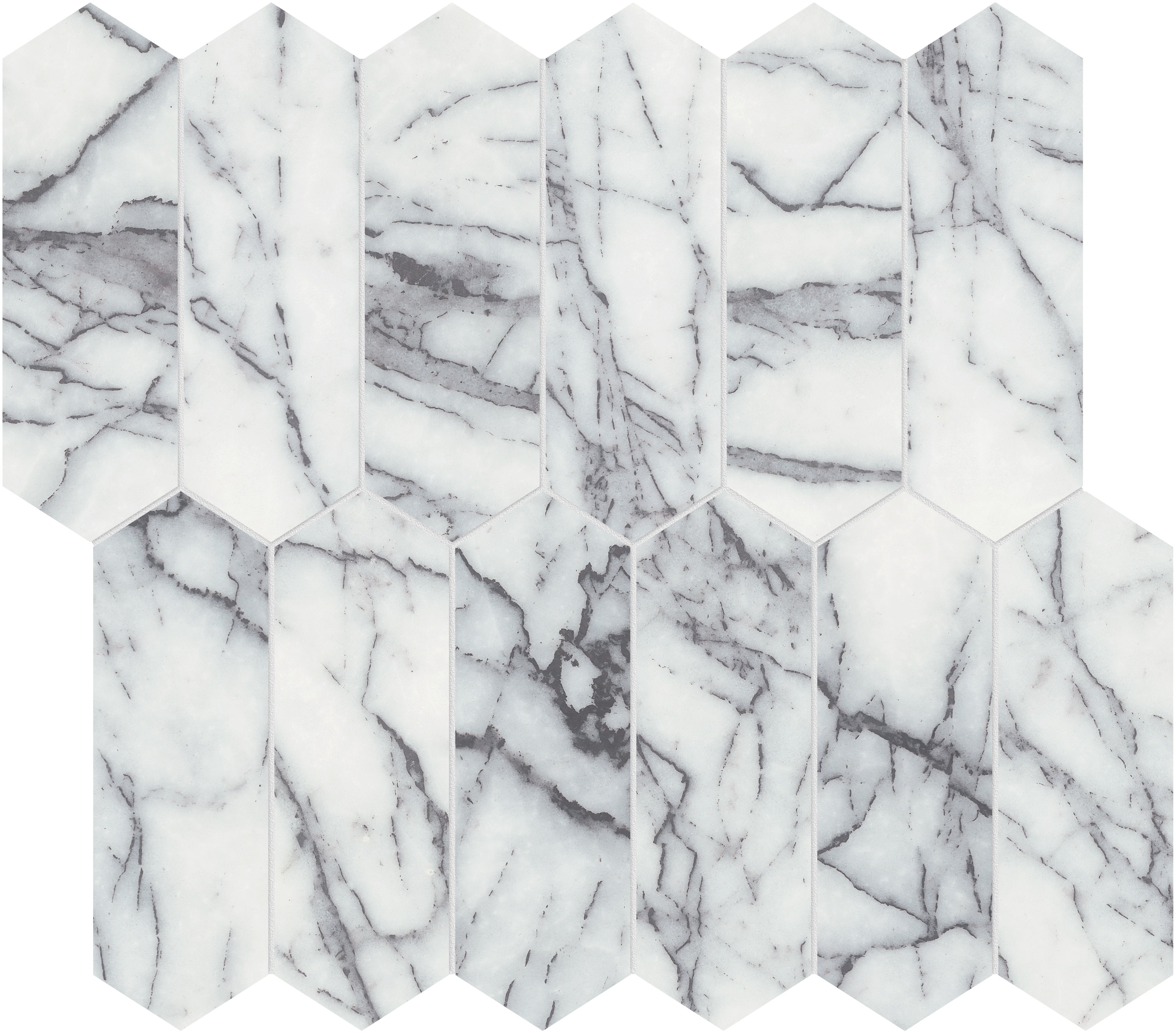 Lilac Volta marble mosaic by Anatolia, top-down product view, 10 5/8"×11 13/16"×3/8" size. Turkish marble for floors and walls.