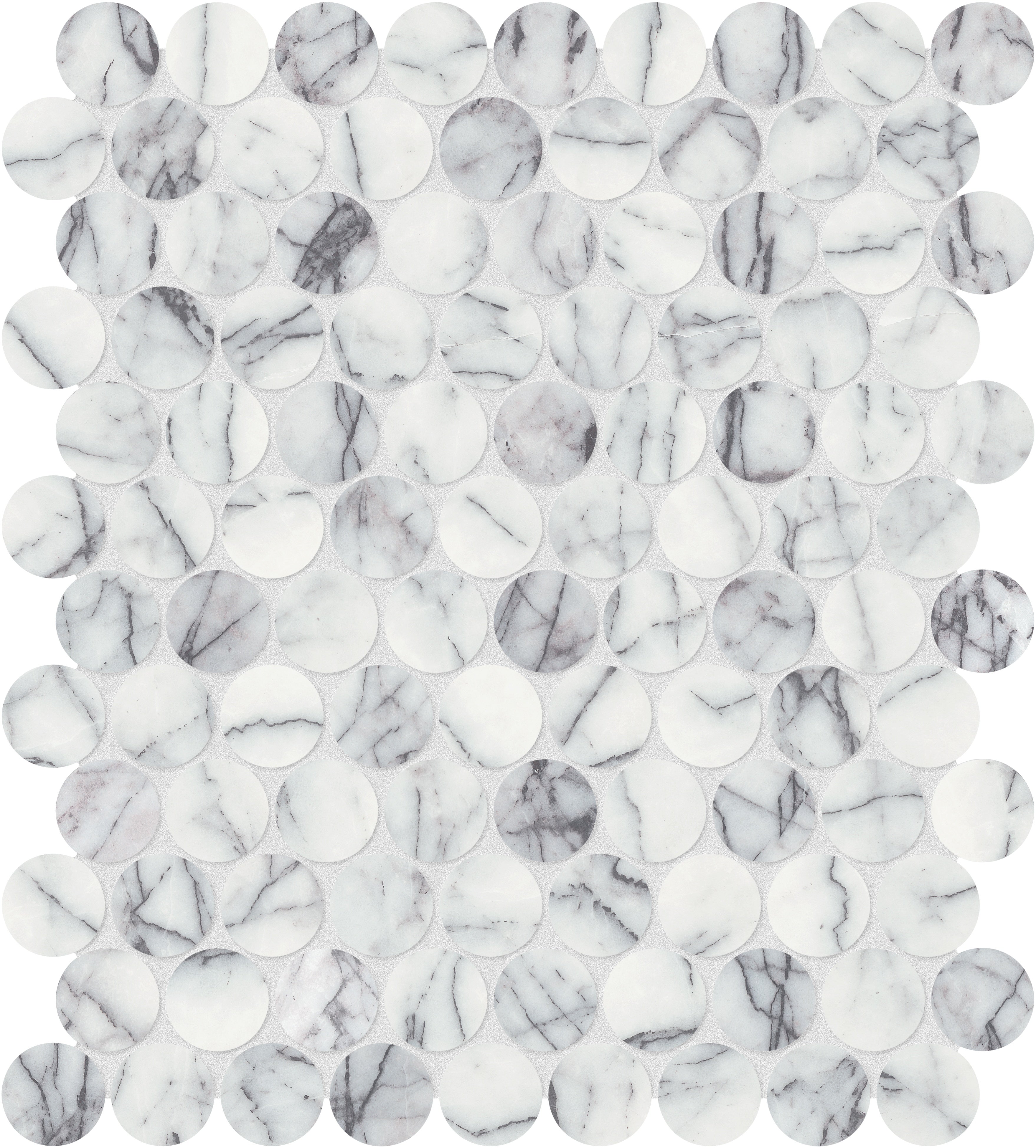 Lilac Volta marble mosaic by Anatolia, top-down product view, 11 3/32"×12 7/8"×3/8" size. Turkish marble for floors and walls.