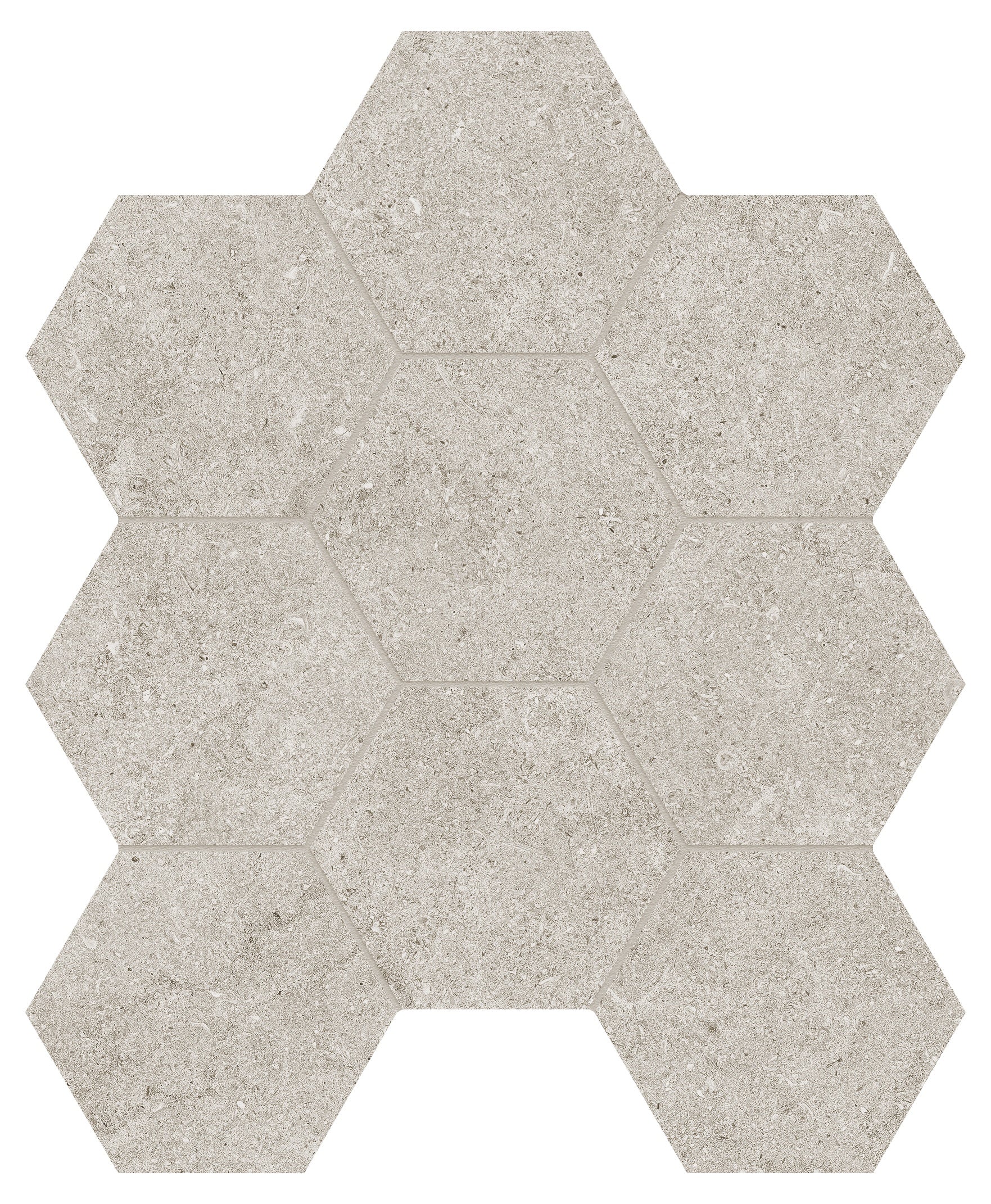 Lithoform Crosscut Coast porcelain mosaic by Anatolia, top-down product view, 9 7/8"×11 3/8"×11/32" size. Turkish porcelain for floors and walls.