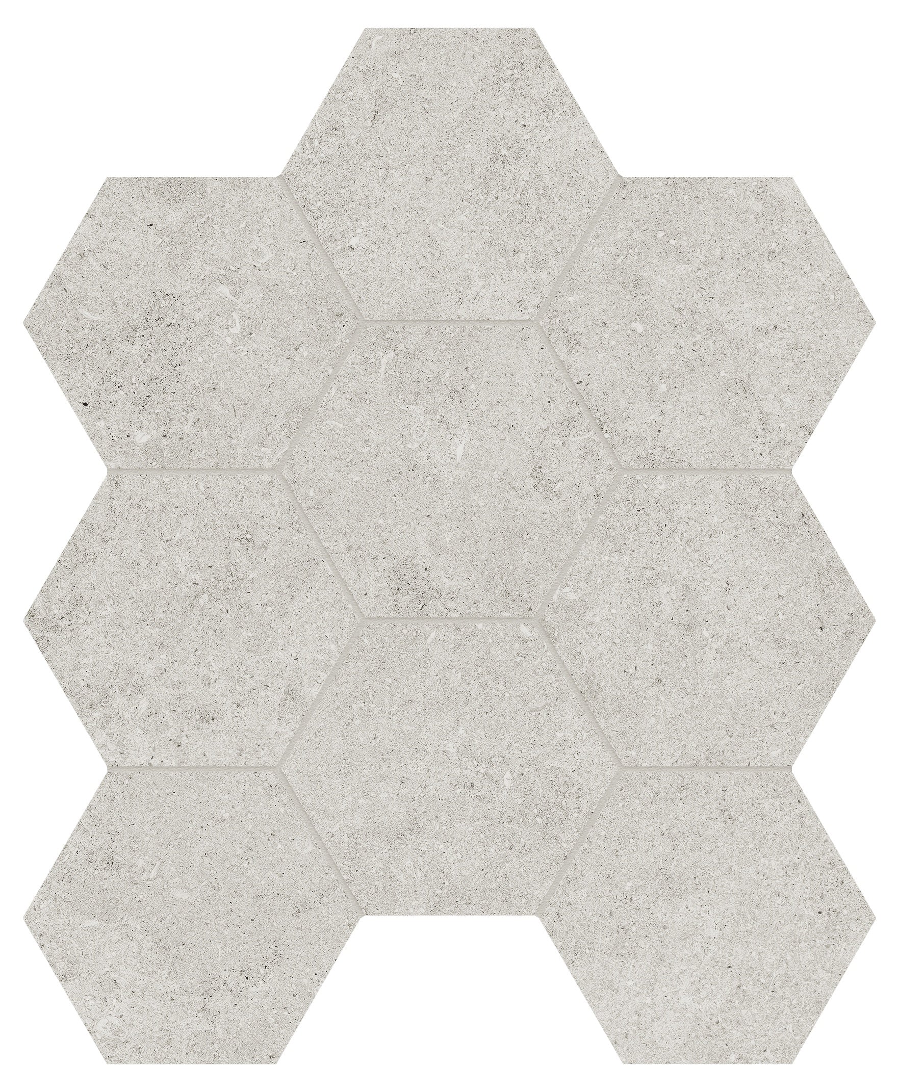 Lithoform Crosscut Vista porcelain mosaic by Anatolia, top-down product view, 9 7/8"×11 3/8"×11/32" size. Turkish porcelain for floors and walls.