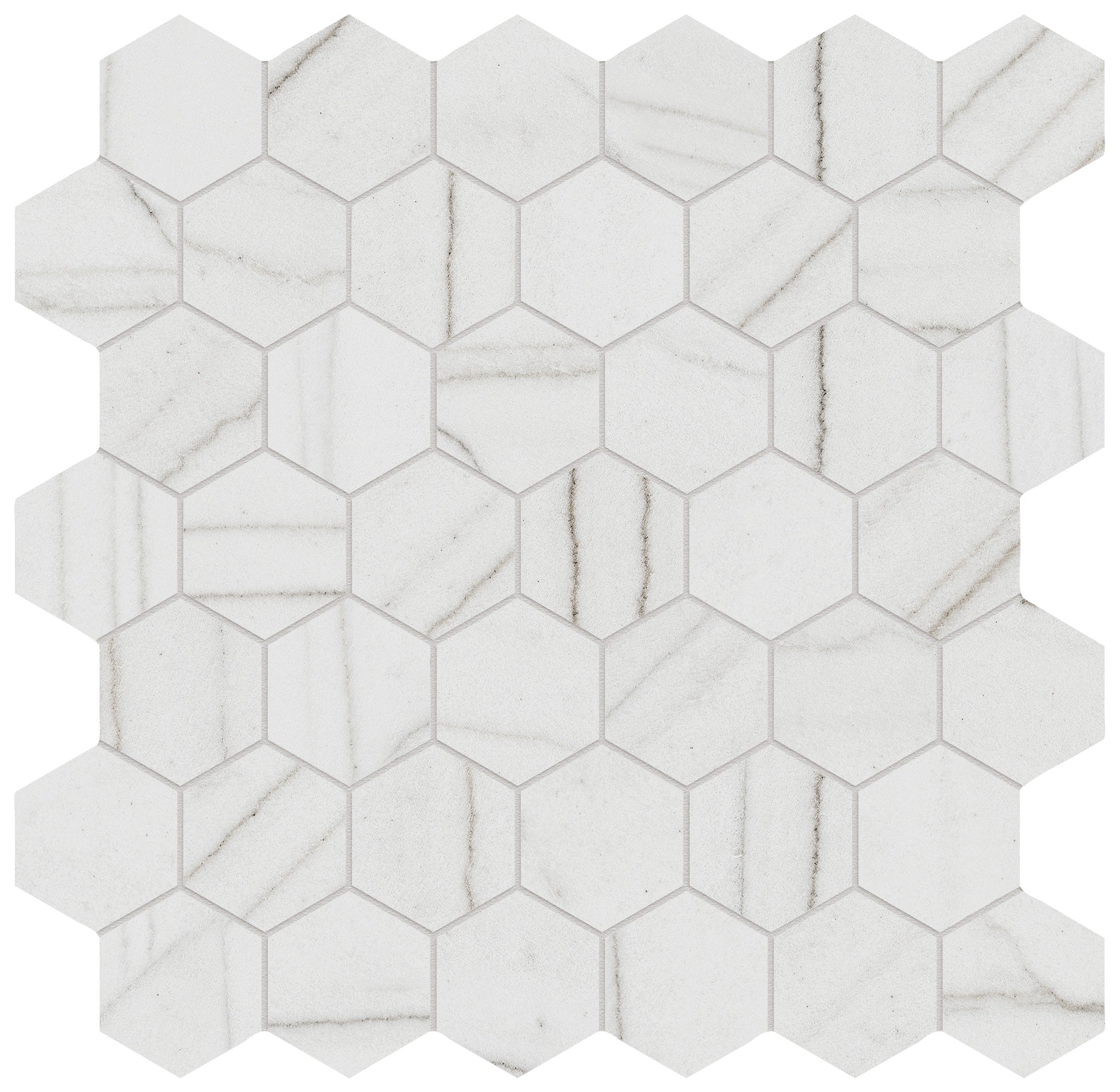 Majesto Bianco Stratura porcelain mosaic by Anatolia, top-down product view, 11 23/32"×11 27/32"×11/32" size. Turkish porcelain for floors and walls.