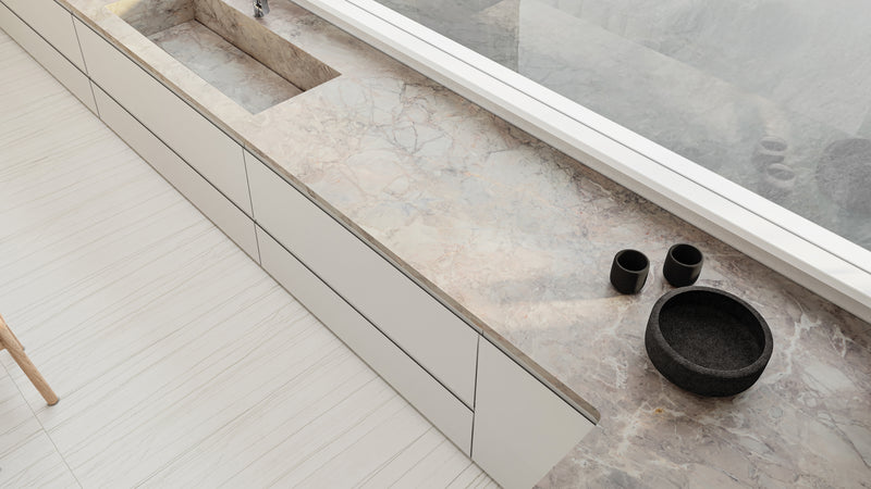 Anatolia Majesto Bianco Stratura polished porcelain tile in a room setting — available at Surface Group lifestyle image