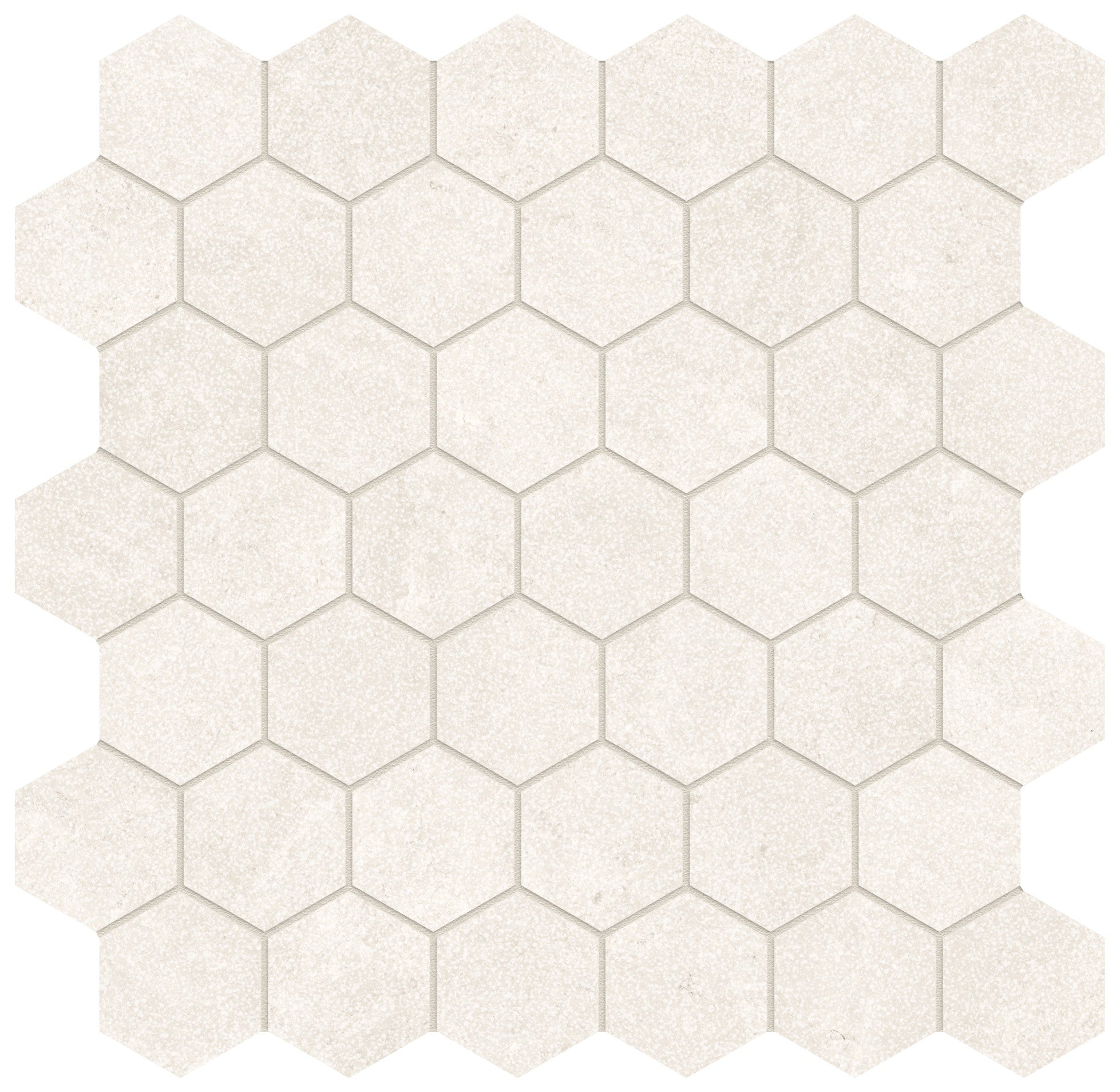 Majesto French Vanilla porcelain mosaic by Anatolia, top-down product view, 11 23/32"×11 27/32"×11/32" size. Turkish porcelain for floors and walls.