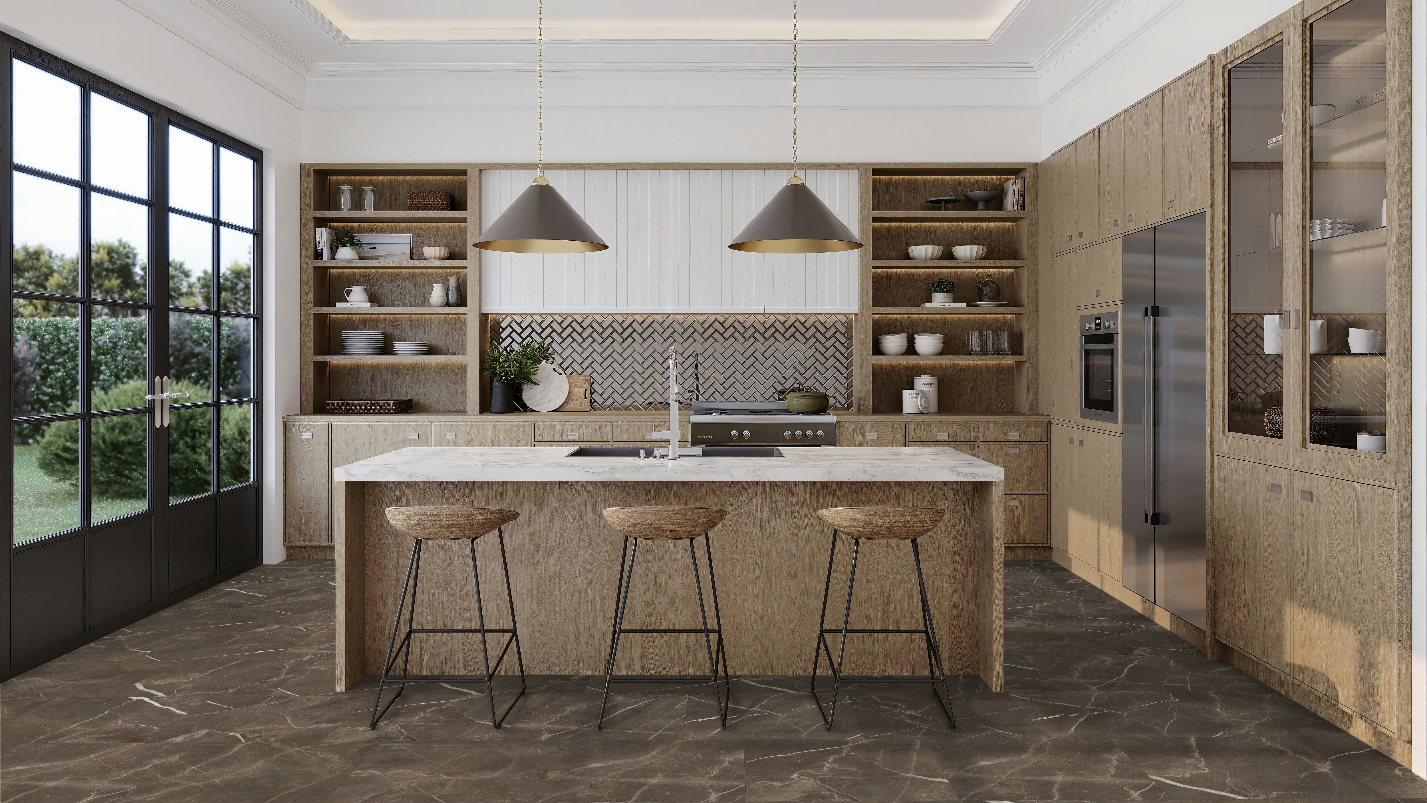 Majesto Pietra Imperiale porcelain mosaic by Anatolia, top-down product view, 11 23/32"×11 27/32"×11/32" size. Turkish porcelain for floors and walls.