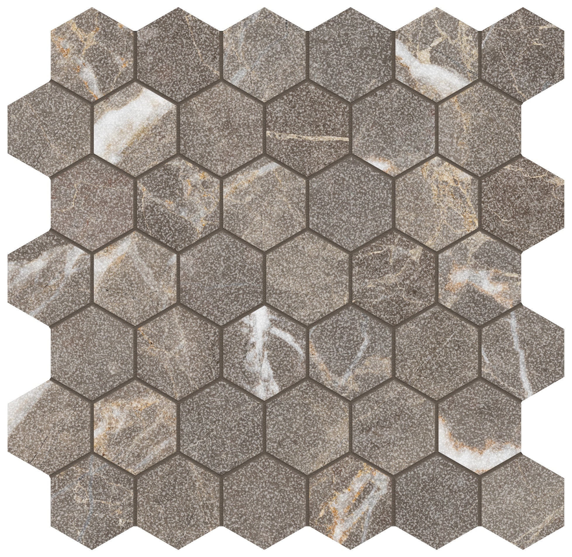Majesto Pietra Imperiale porcelain mosaic by Anatolia, top-down product view, 11 23/32"×11 27/32"×11/32" size. Turkish porcelain for floors and walls.