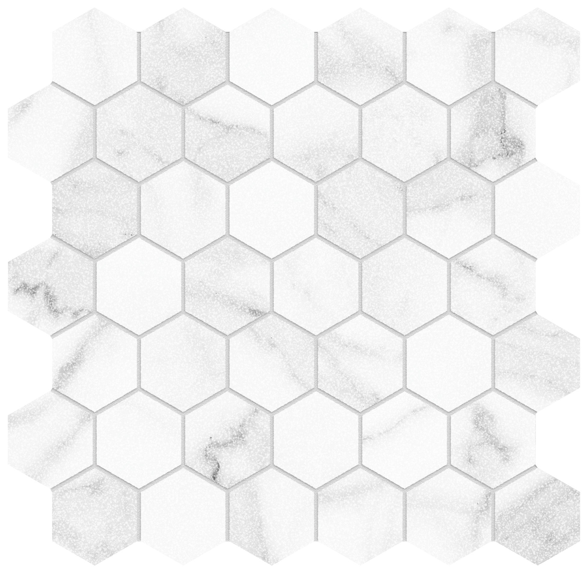 Majesto Statuario porcelain mosaic by Anatolia, top-down product view, 11 23/32"×11 27/32"×11/32" size. Turkish porcelain for floors and walls.