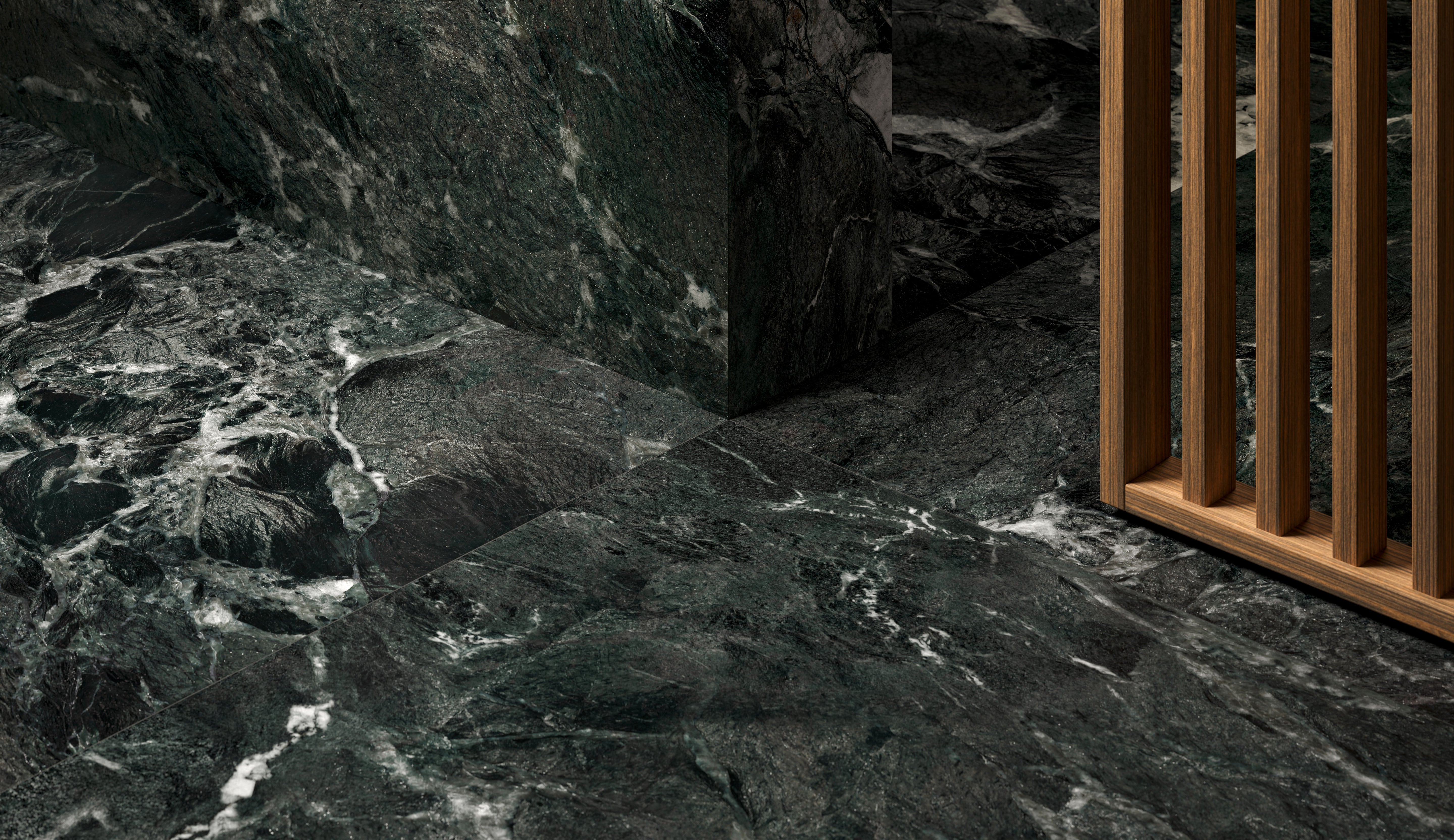 Majesto Verdi Alpi porcelain mosaic by Anatolia, top-down product view, 11 23/32"×11 27/32"×11/32" size. Turkish porcelain for floors and walls.