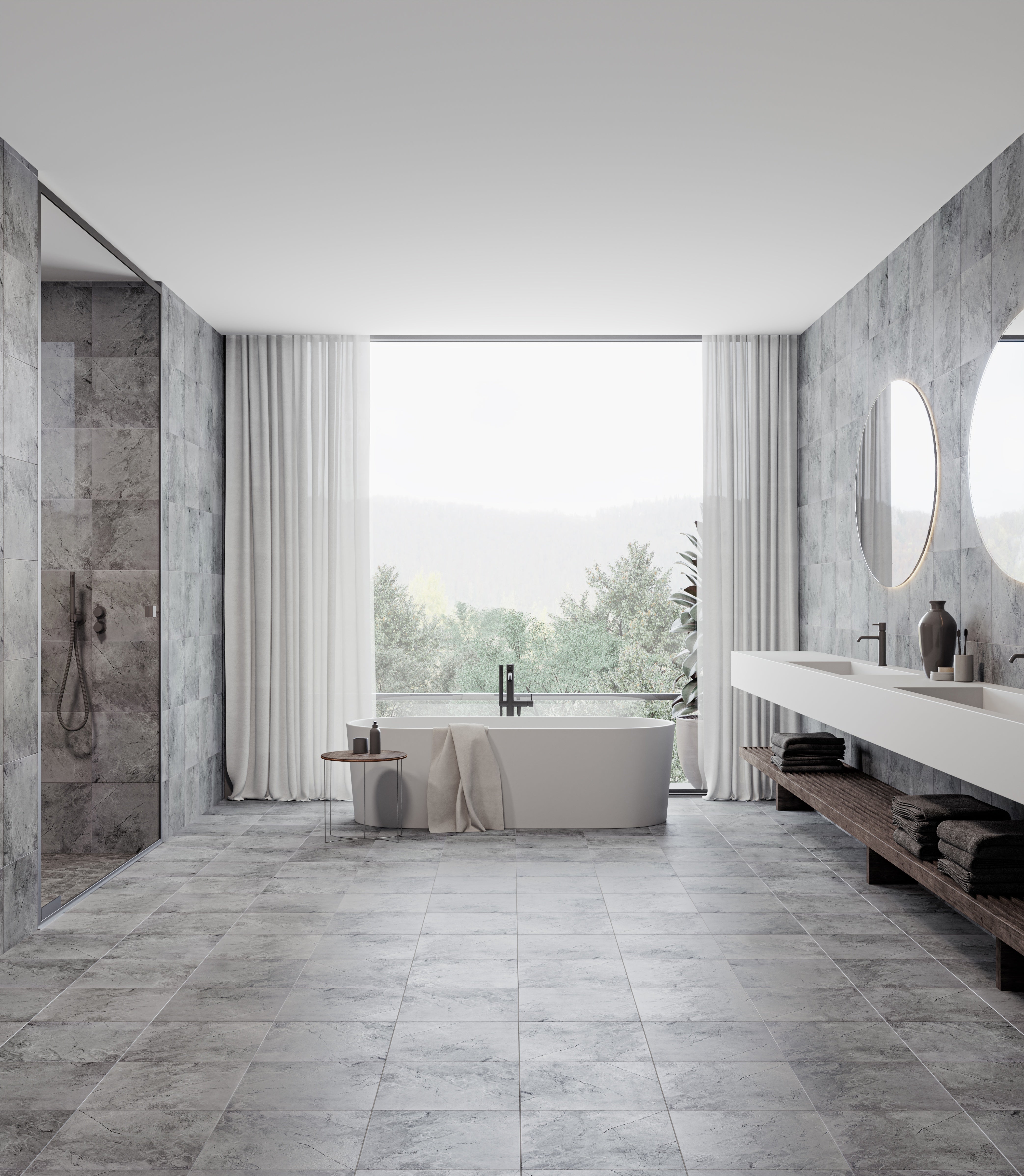 MALENA: Carbon Ceramic Field Tile (13"×5/16" | Matte | Pressed)