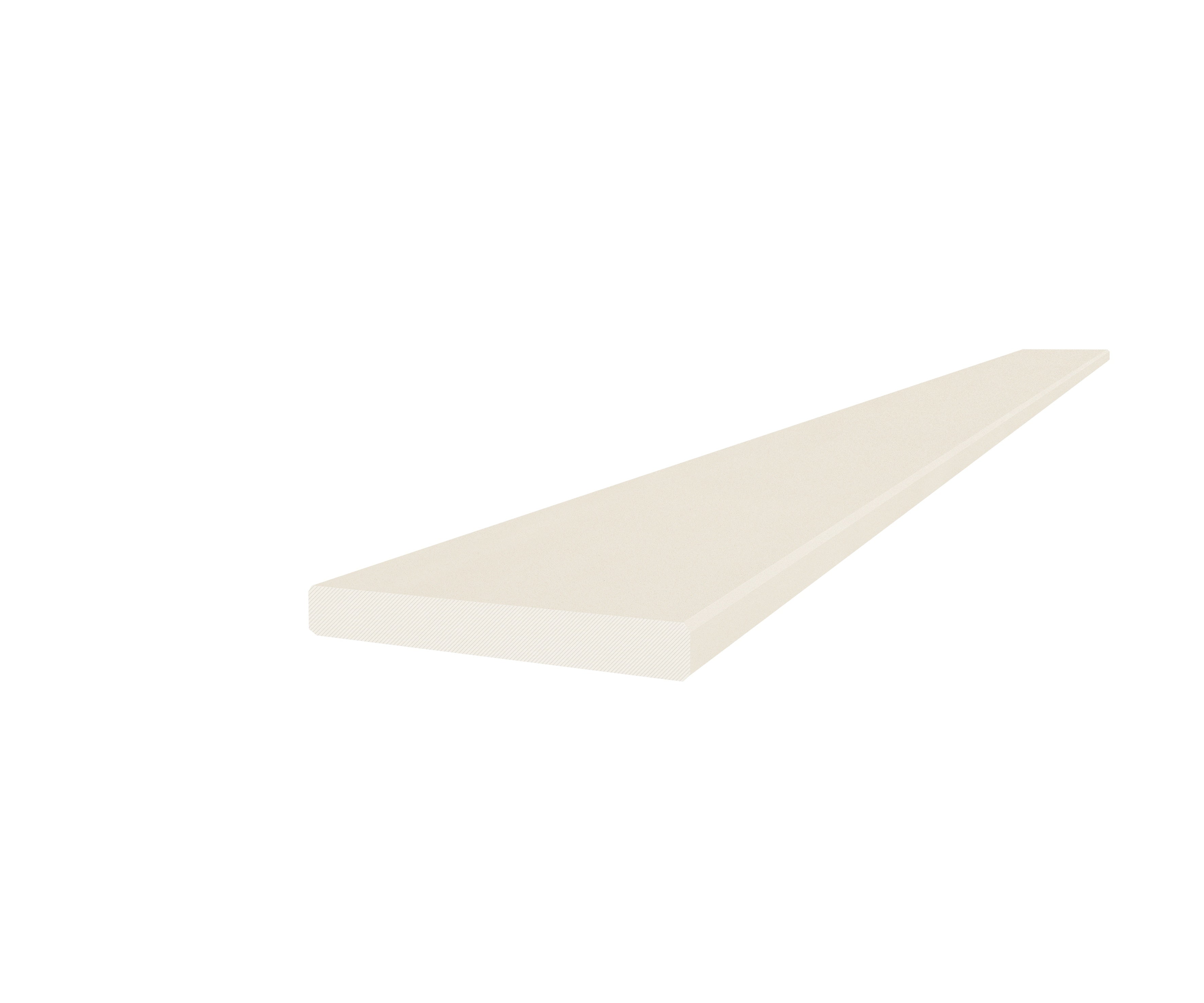 Marmiline Ivory engineered stone trim by Anatolia, top-down product view, 4 1/2"×62"×19/32" size. Chinese engineered stone for floors and walls.