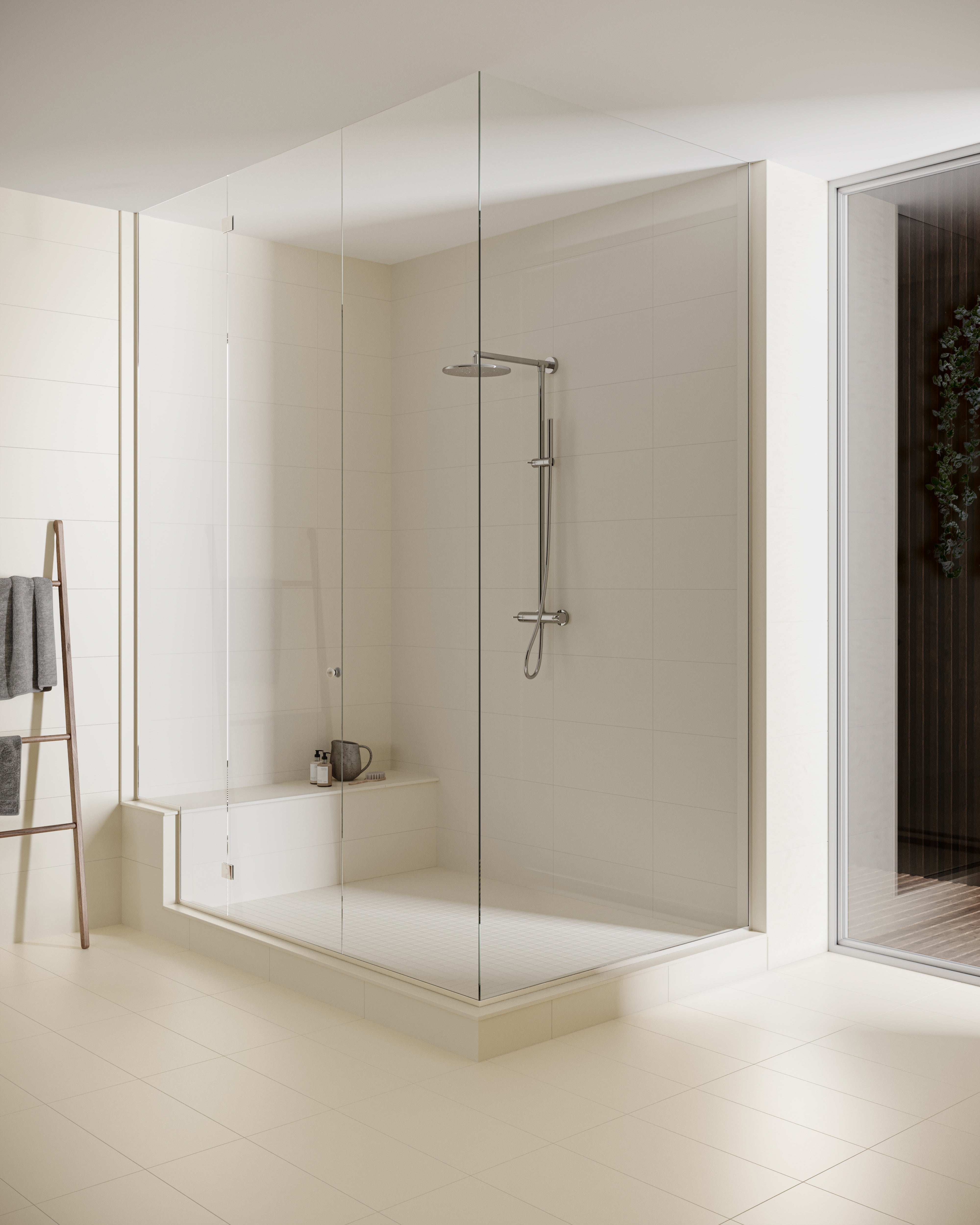 Marmiline Engineered Stone trim by Anatolia Tile, lifestyle installation view 2, 2"×36" size. Premium porcelain for floors and walls.