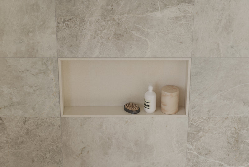 Anatolia Marmiline Mist polished engineered stone tile in a room setting — available at Surface Group lifestyle image