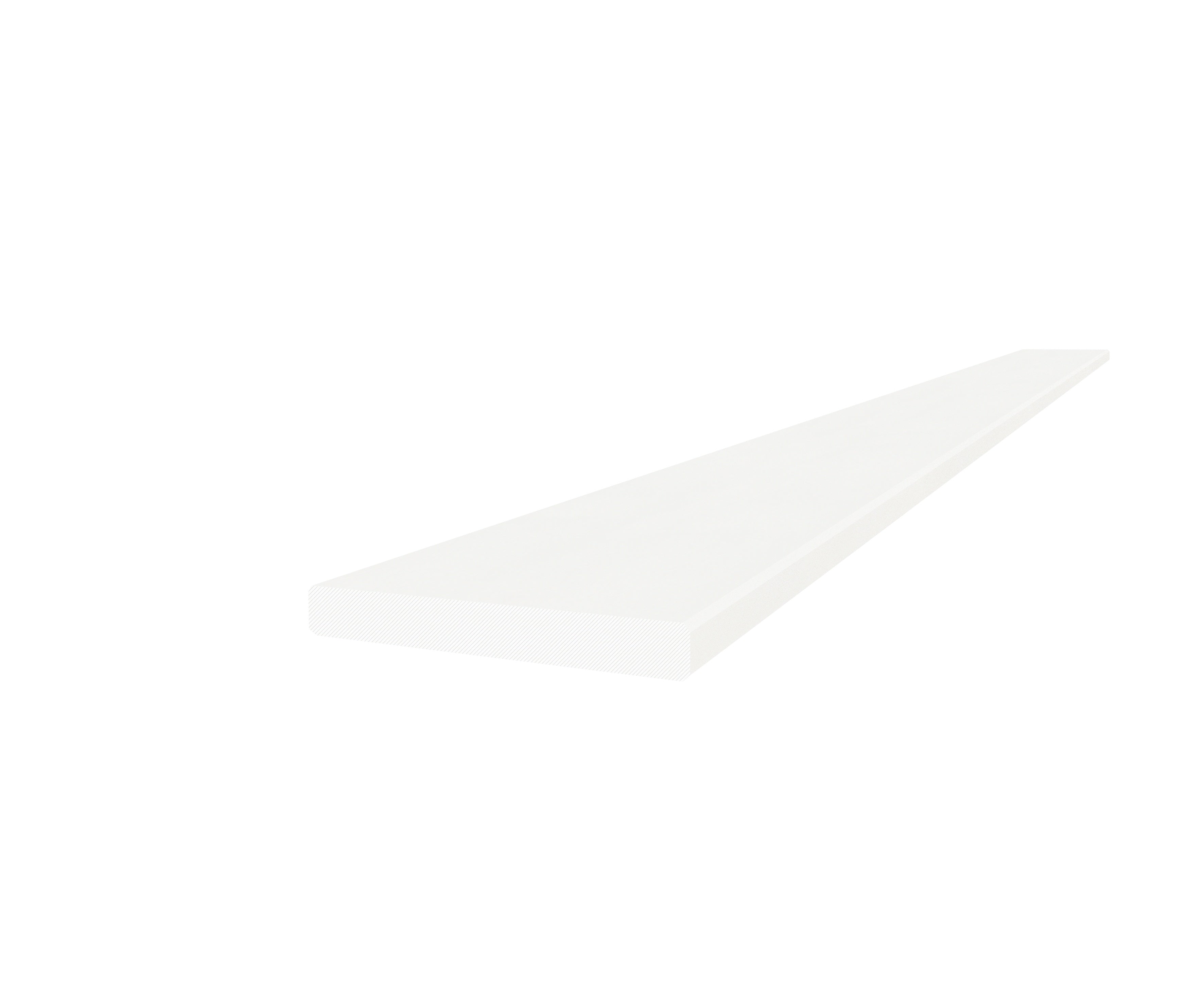 Marmiline Snow engineered stone trim by Anatolia, top-down product view, 4 1/2"×62"×19/32" size. Chinese engineered stone for floors and walls.