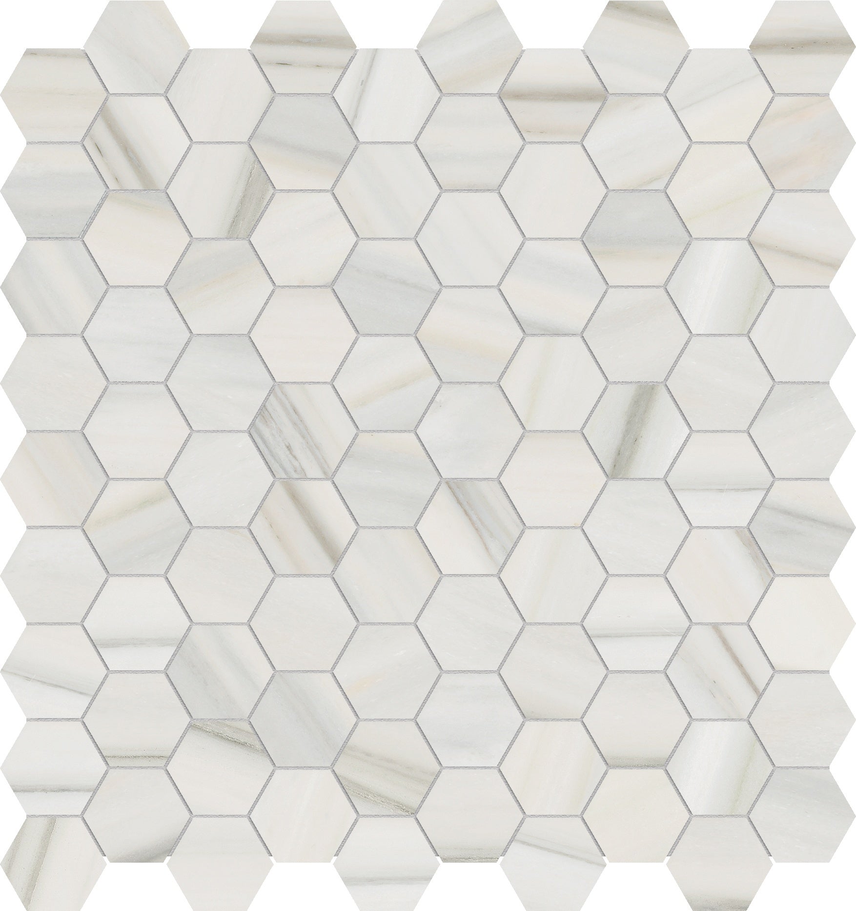 Mayfair Zebrino porcelain mosaic by Anatolia, top-down product view, 11 9/16"×12 1/16"×11/32" size. Indian porcelain for floors and walls.