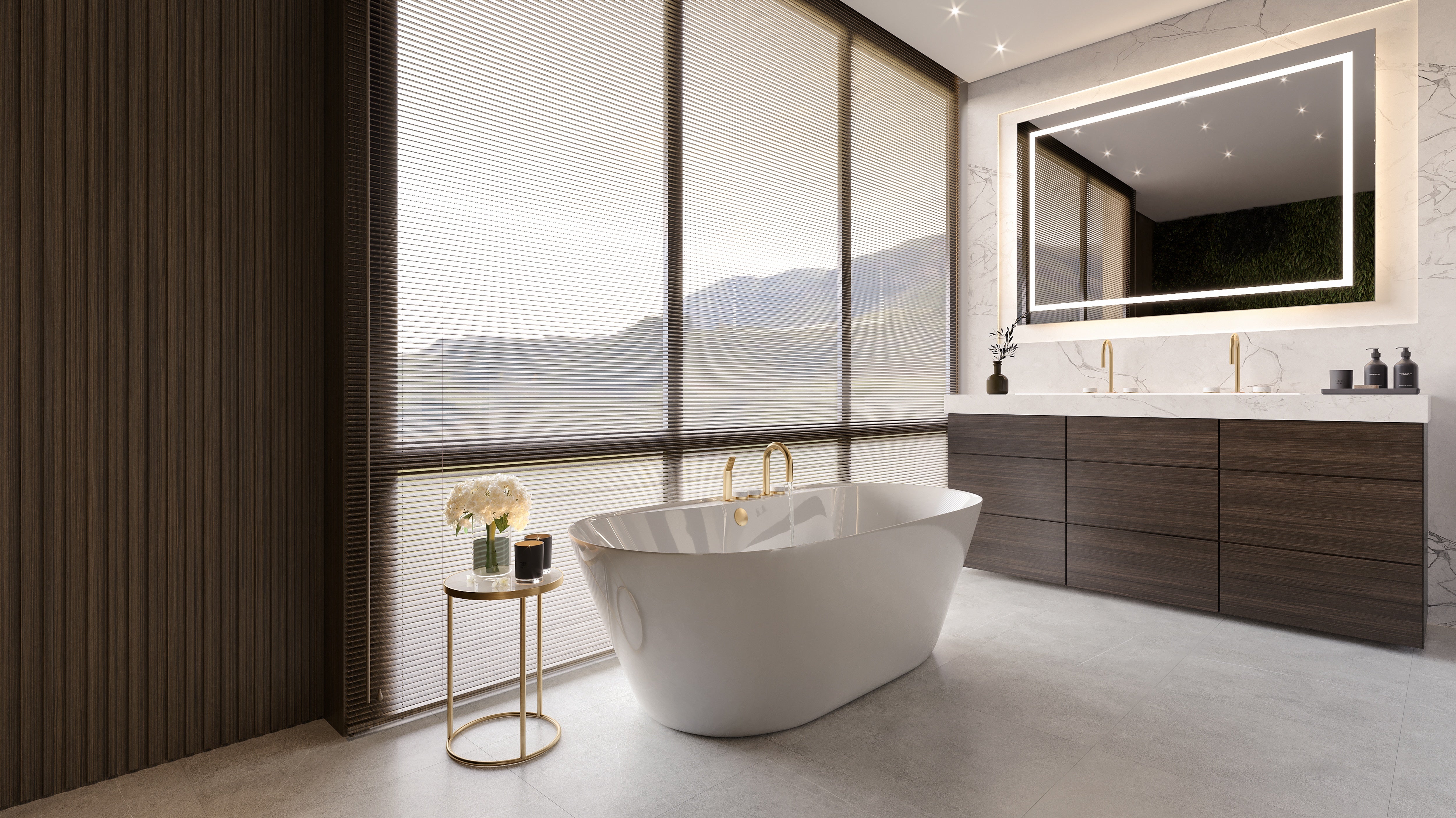Mjork Ash porcelain trim by Anatolia, top-down product view, 3"×24"×11/32" size. Turkish porcelain for floors and walls.