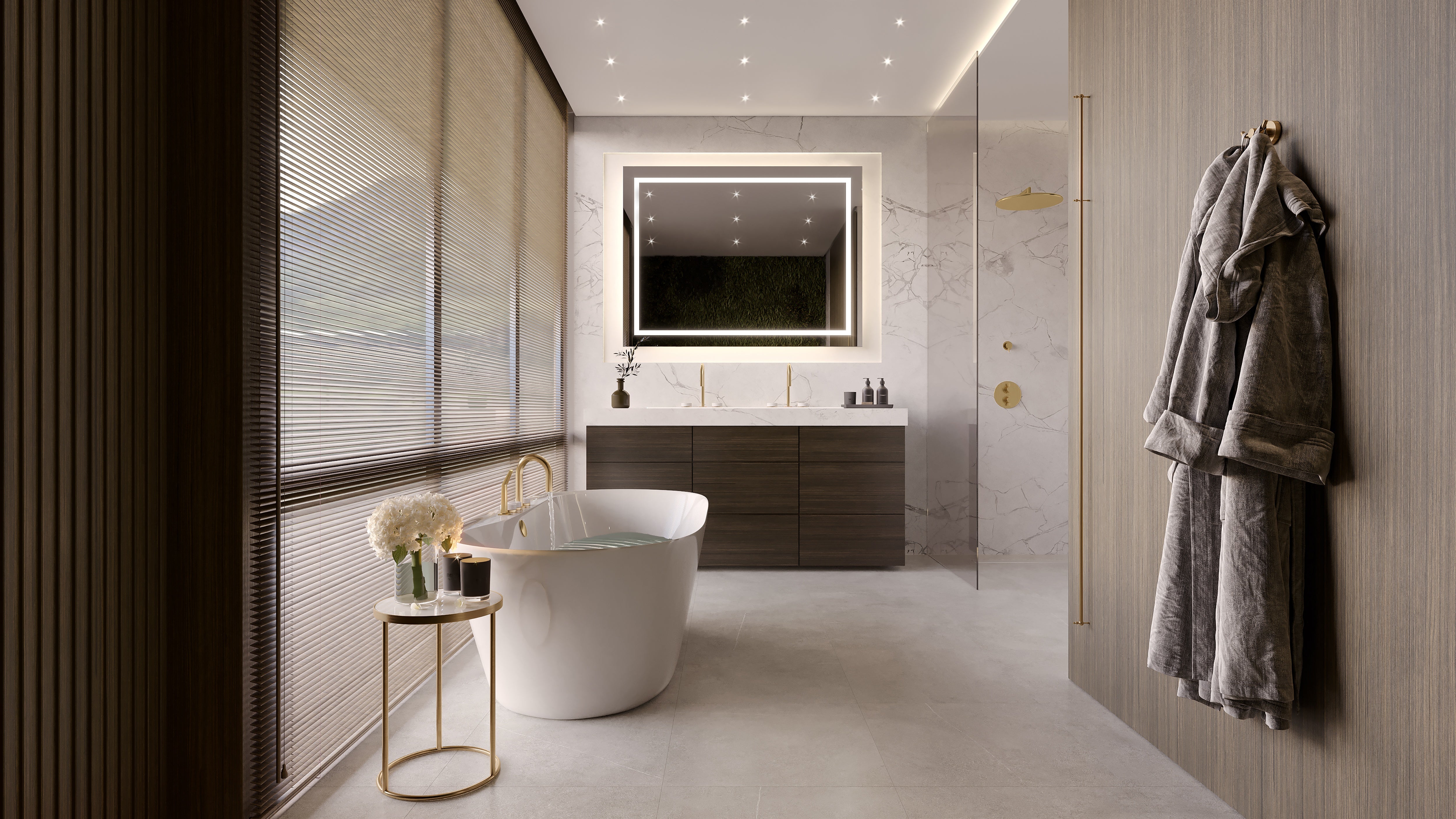 Mjork Ash porcelain trim by Anatolia, top-down product view, 3"×24"×11/32" size. Turkish porcelain for floors and walls.