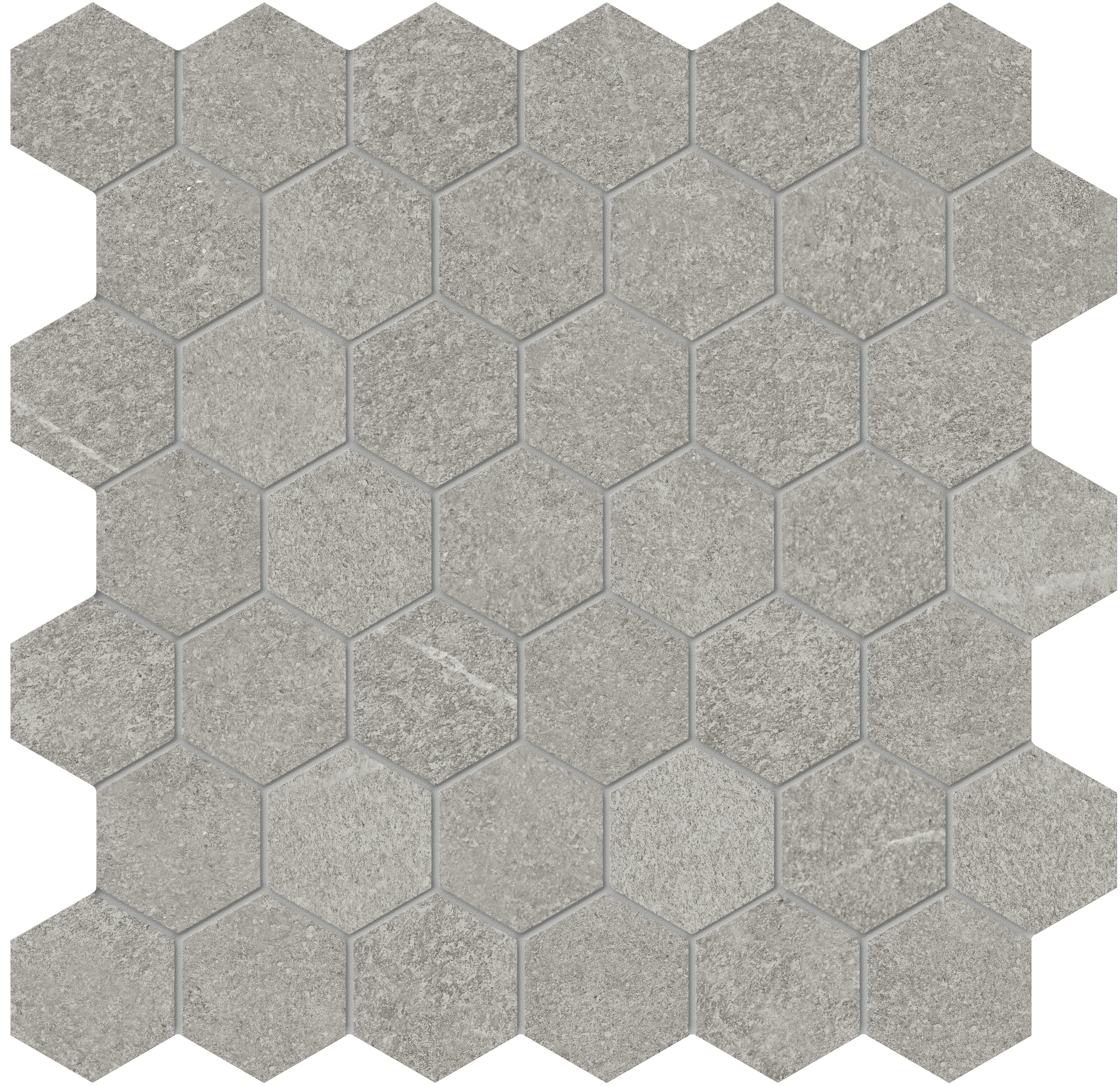 Mjork Clay porcelain mosaic by Anatolia, top-down product view, 11 23/32"×11 27/32"×11/32" size. Turkish porcelain for floors and walls.