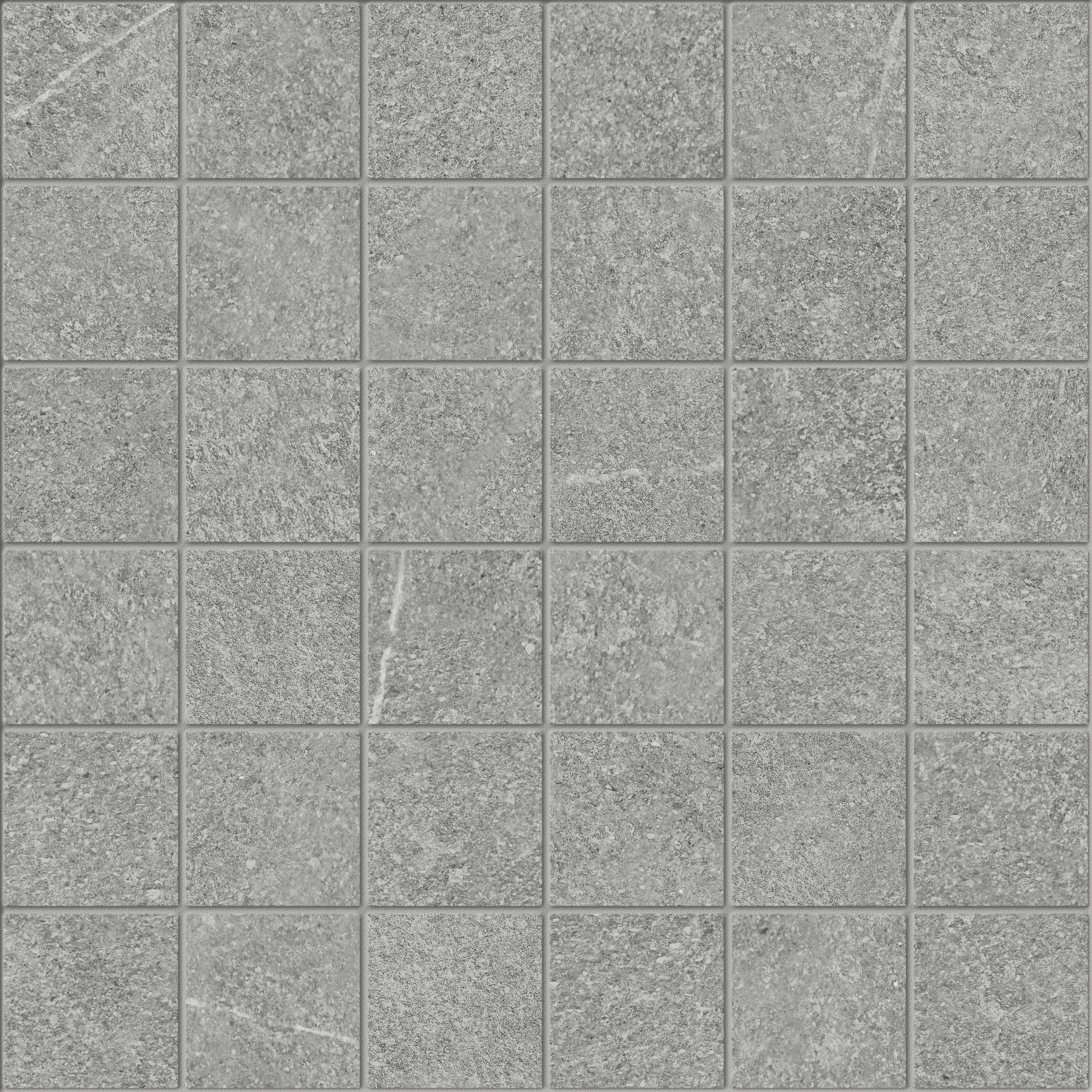 Mjork Mica porcelain mosaic by Anatolia, top-down product view, 11 25/32"×11 25/32"×11/32" size. Turkish porcelain for floors and walls.