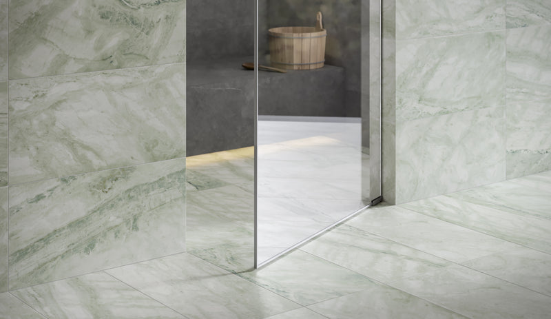 Anatolia Moscato Argento honed marble tile in a room setting — available at Surface Group lifestyle image