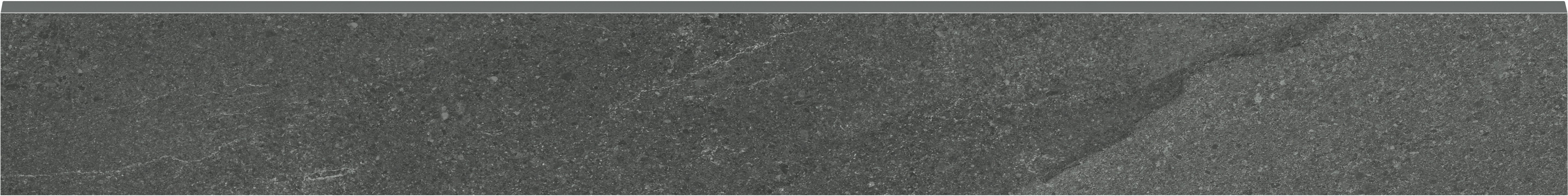 Nord Carbon porcelain trim by Anatolia, top-down product view, 3"×24"×11/32" size. Turkish porcelain for floors and walls.