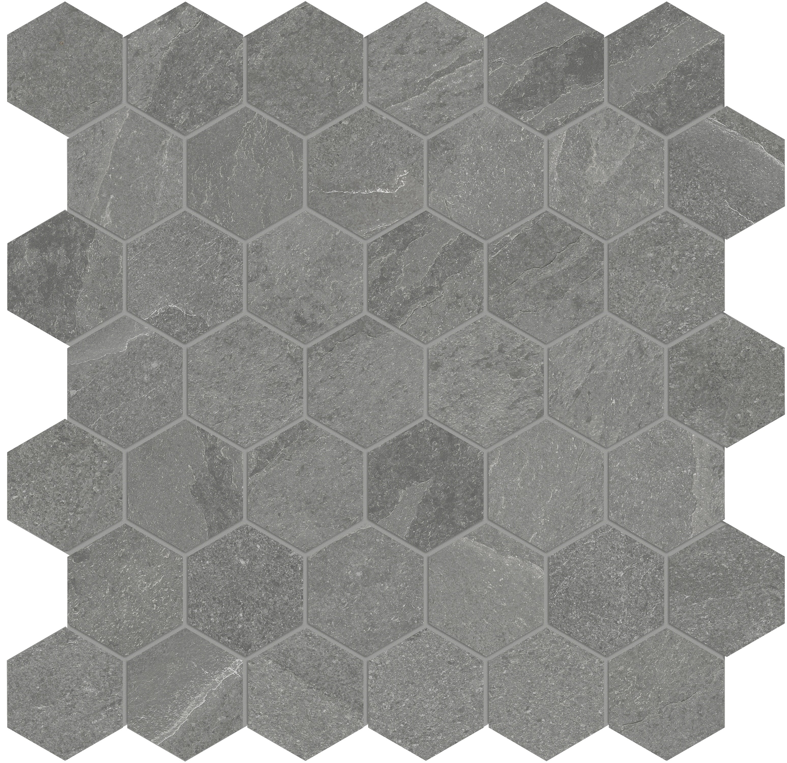 Nord Chromium porcelain mosaic by Anatolia, top-down product view, 11 23/32"×11 27/32"×11/32" size. Turkish porcelain for floors and walls.