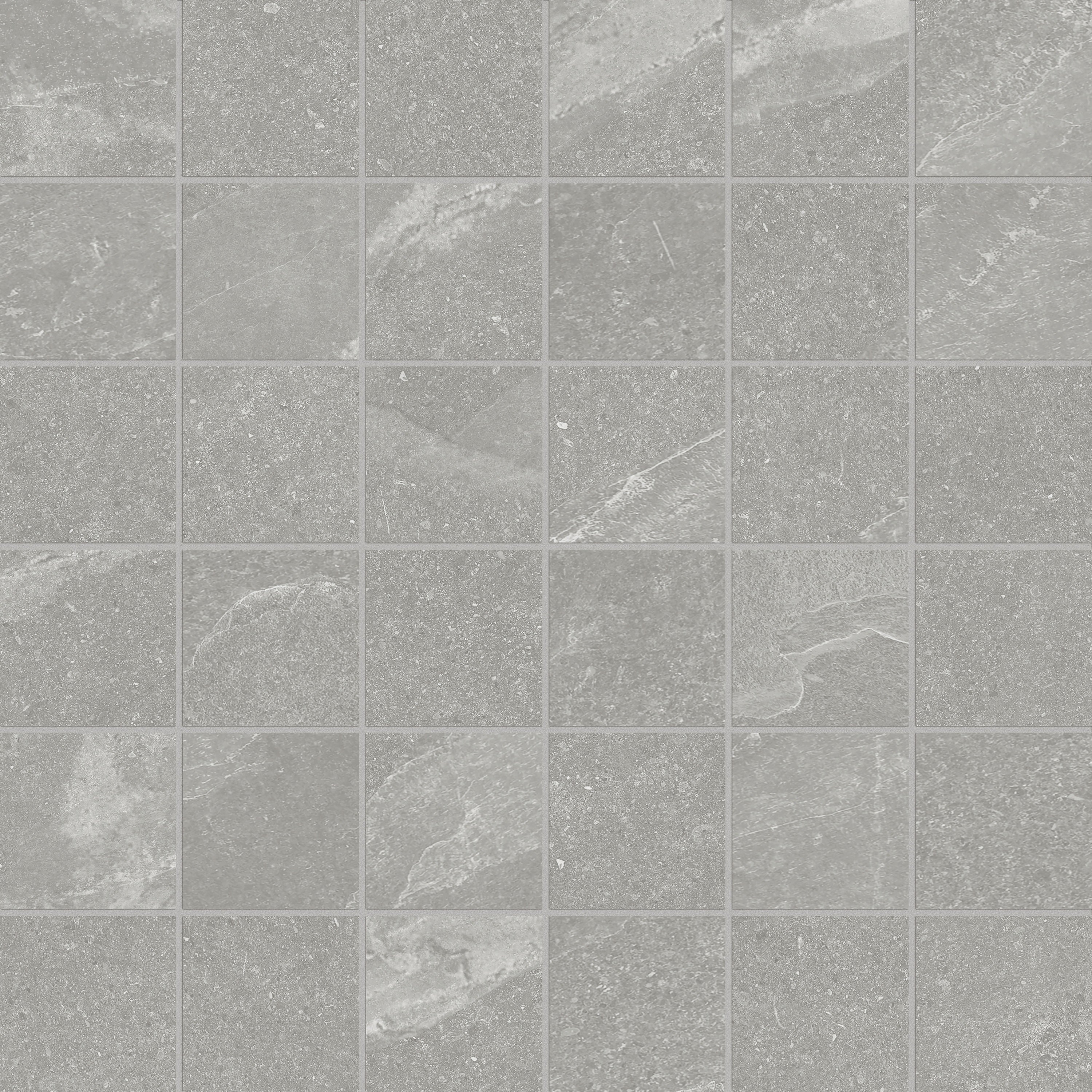 Nord Palladium porcelain mosaic by Anatolia, top-down product view, 11 25/32"×11 25/32"×11/32" size. Turkish porcelain for floors and walls.
