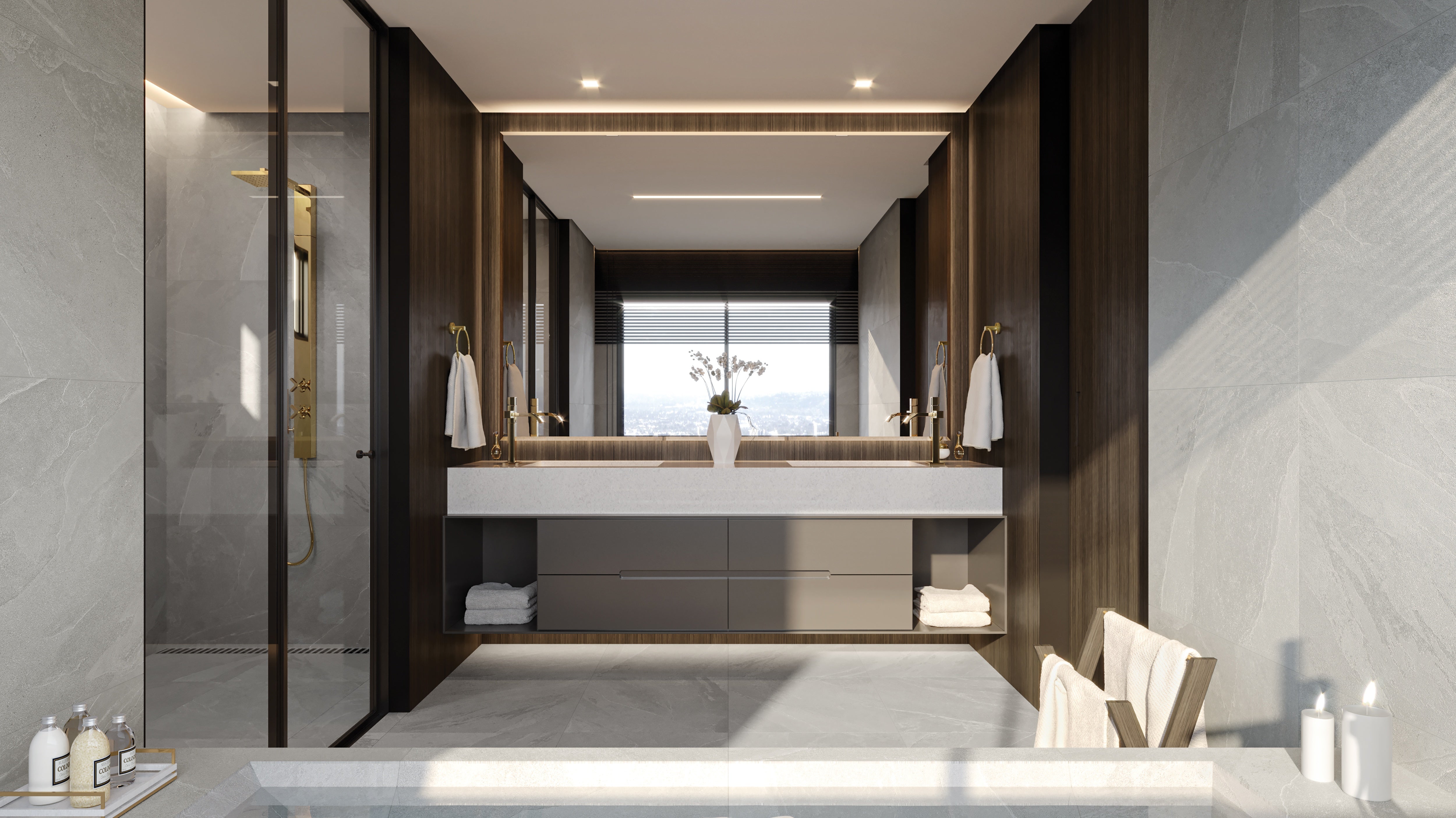 Nord Palladium porcelain trim by Anatolia, top-down product view, 3"×24"×11/32" size. Turkish porcelain for floors and walls.