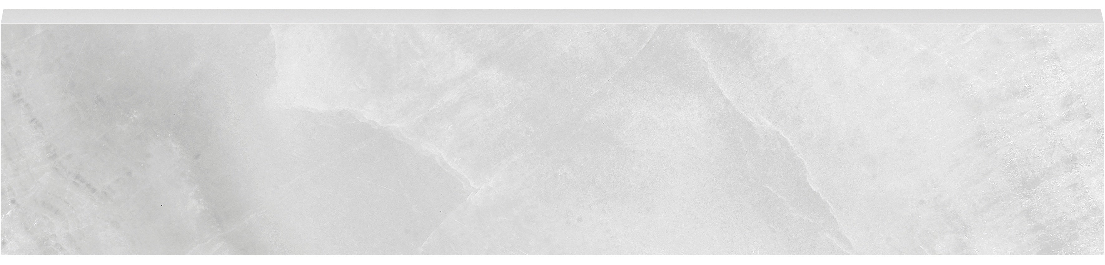 Plata Onyx Crystallo porcelain trim by Anatolia, top-down product view, 3"×12"×11/32" size. Premium porcelain for floors and walls.