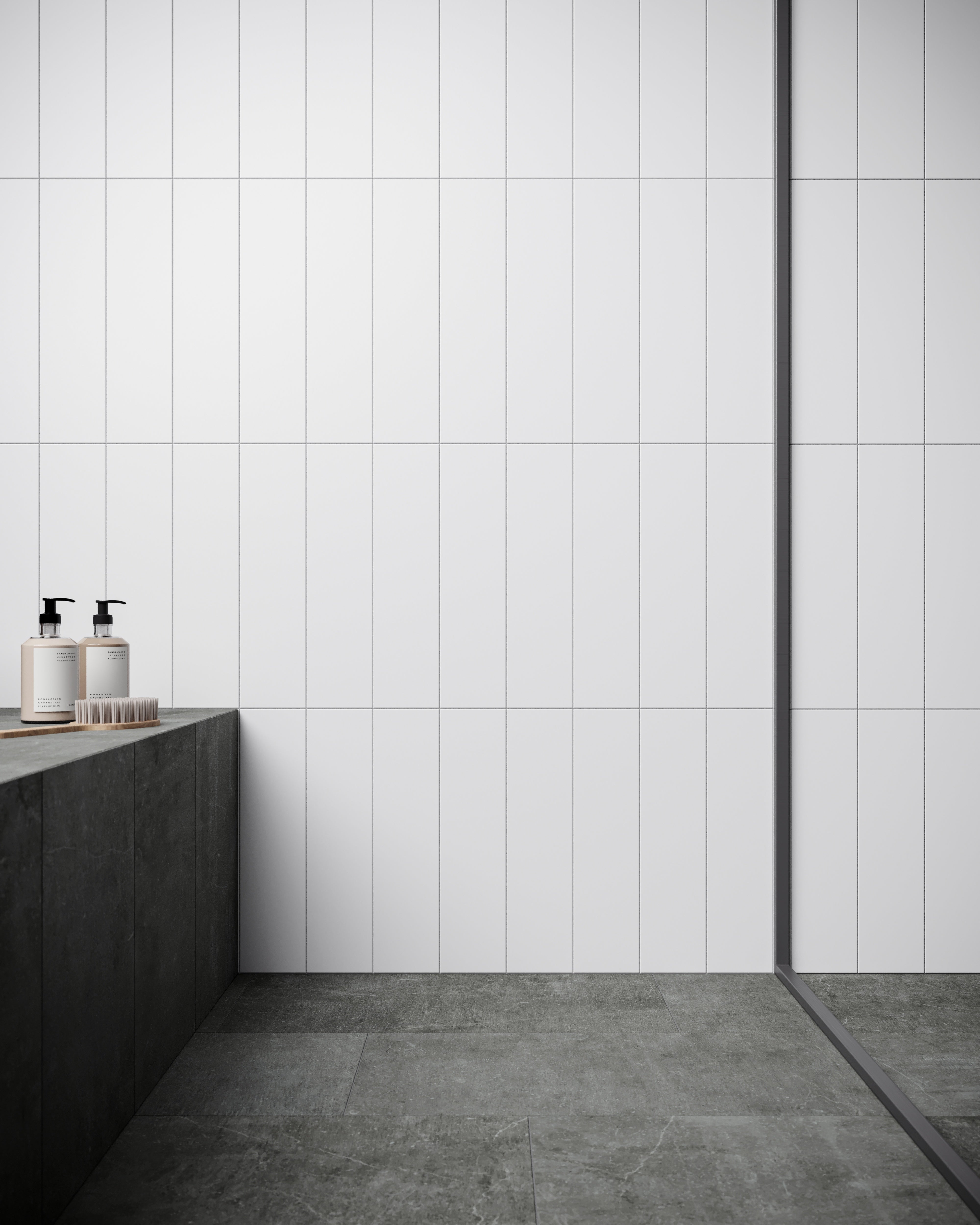 Purity Ice ceramic trim by Anatolia, top-down product view, 6"×9/32" size. Vietnamese ceramic for floors and walls.