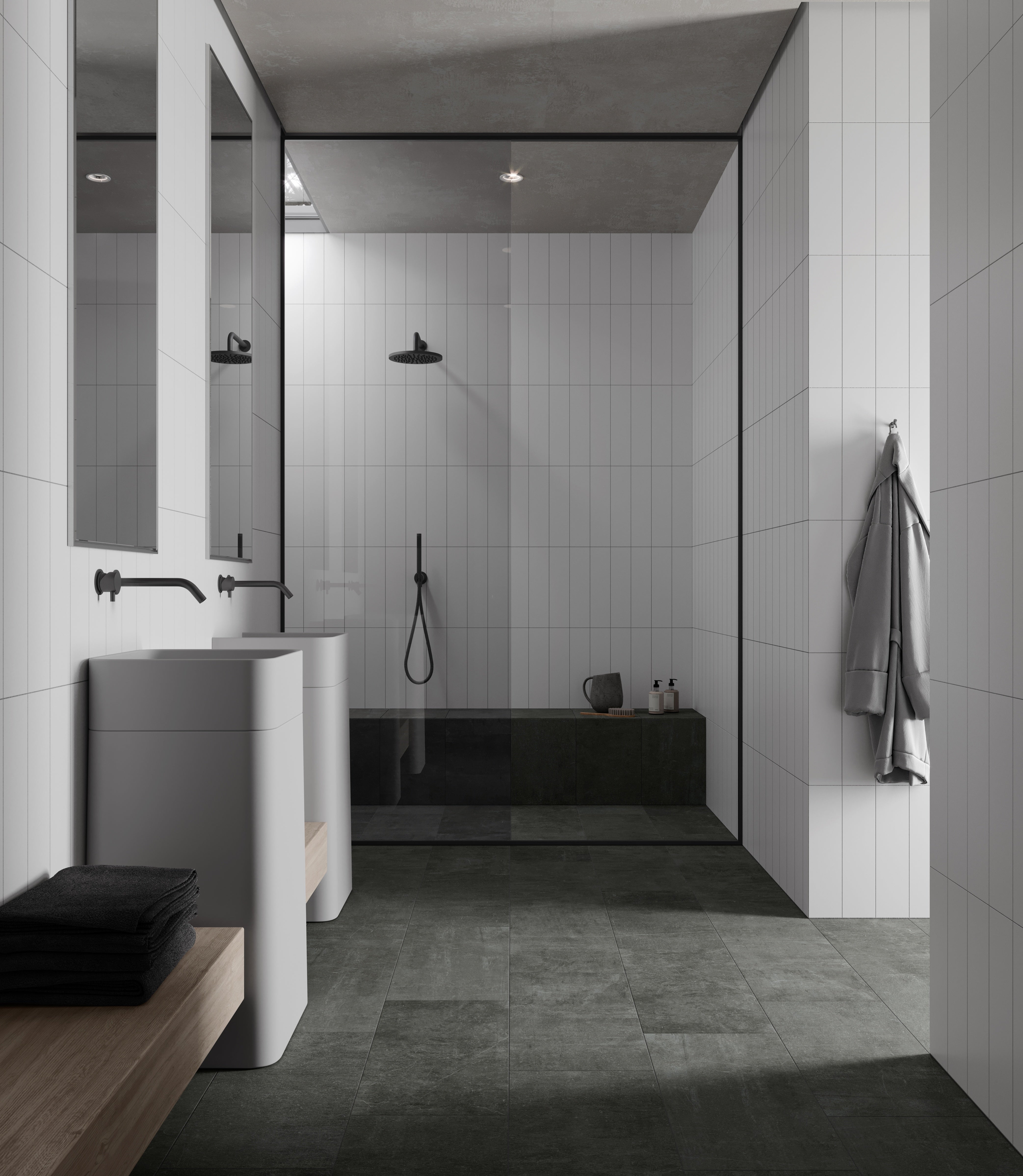 Purity Ice ceramic trim by Anatolia, top-down product view, 6"×9/32" size. Vietnamese ceramic for floors and walls.