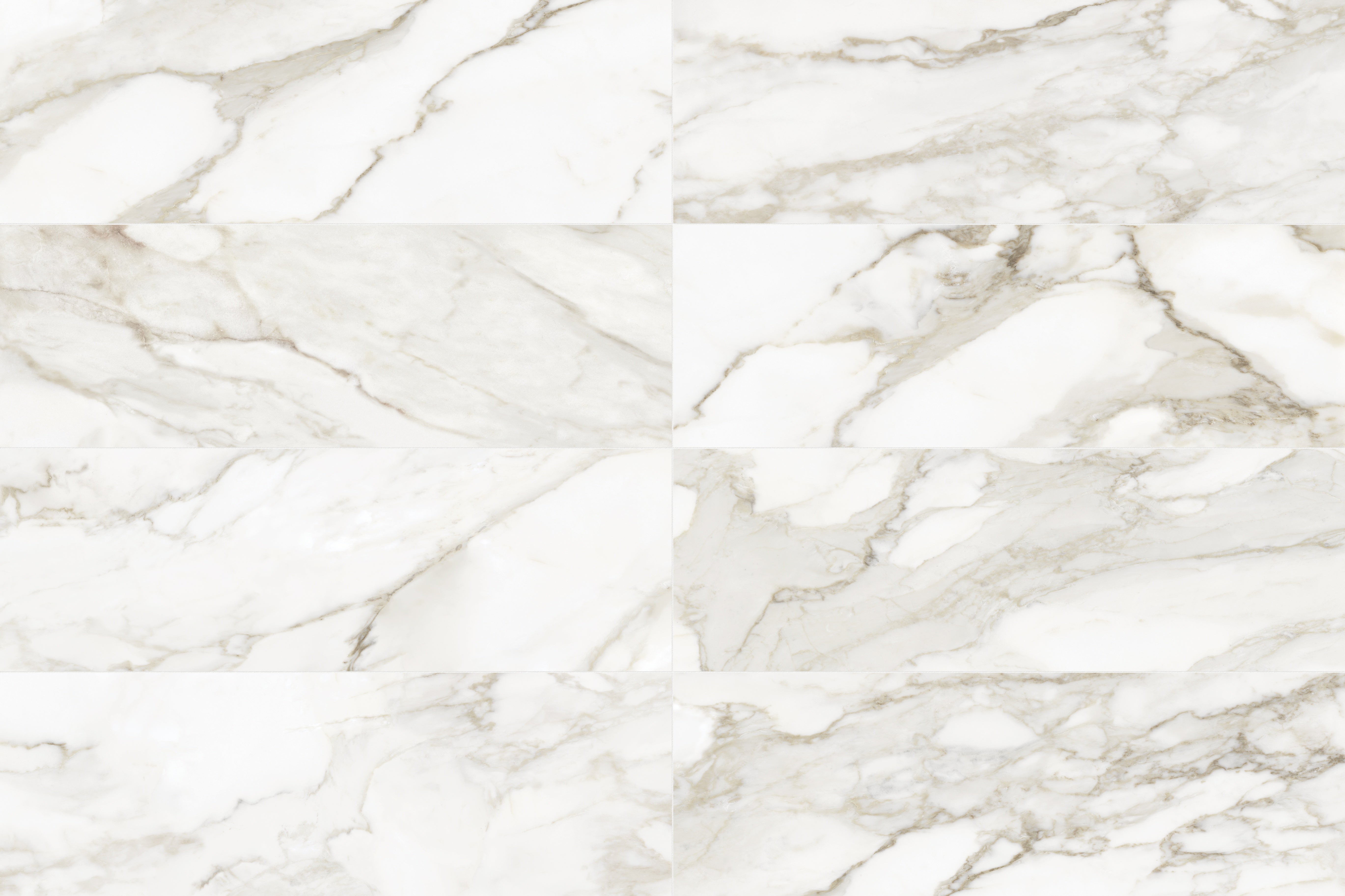 Raffino Calacatta Dolce ceramic field tile by Anatolia, top-down product view, 12"×36"×3/8" size. Turkish ceramic for floors and walls.