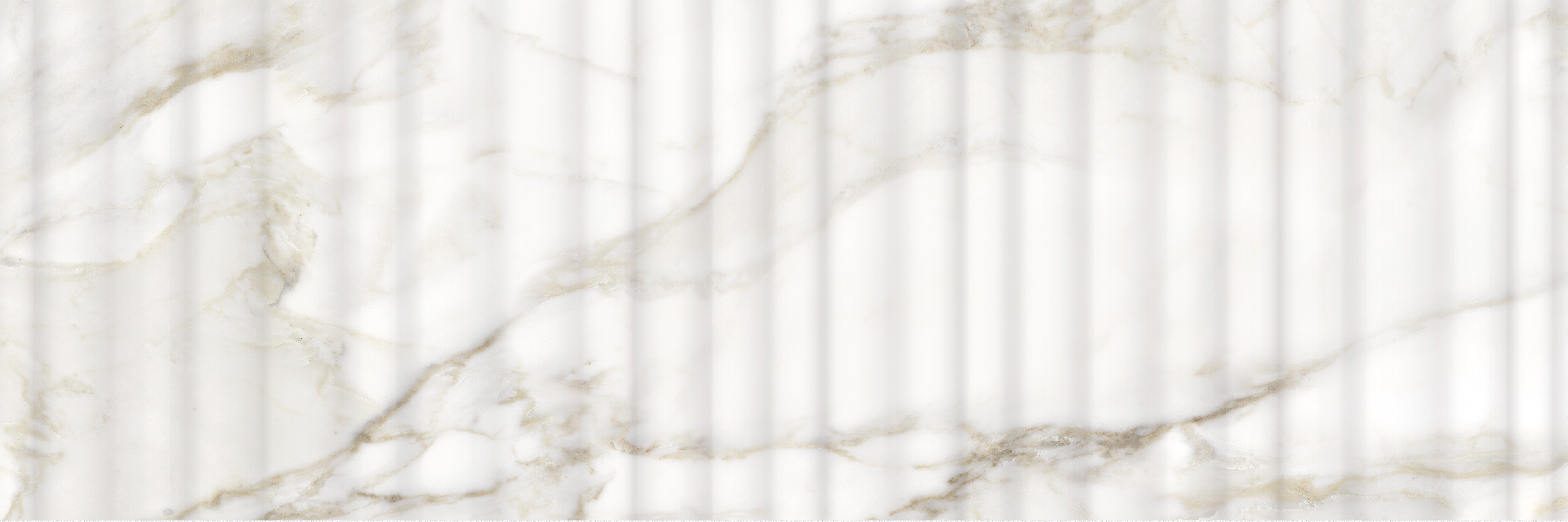 Raffino Calacatta Dolce ceramic field tile by Anatolia, top-down product view, 12"×36"×3/8" size. Turkish ceramic for floors and walls.