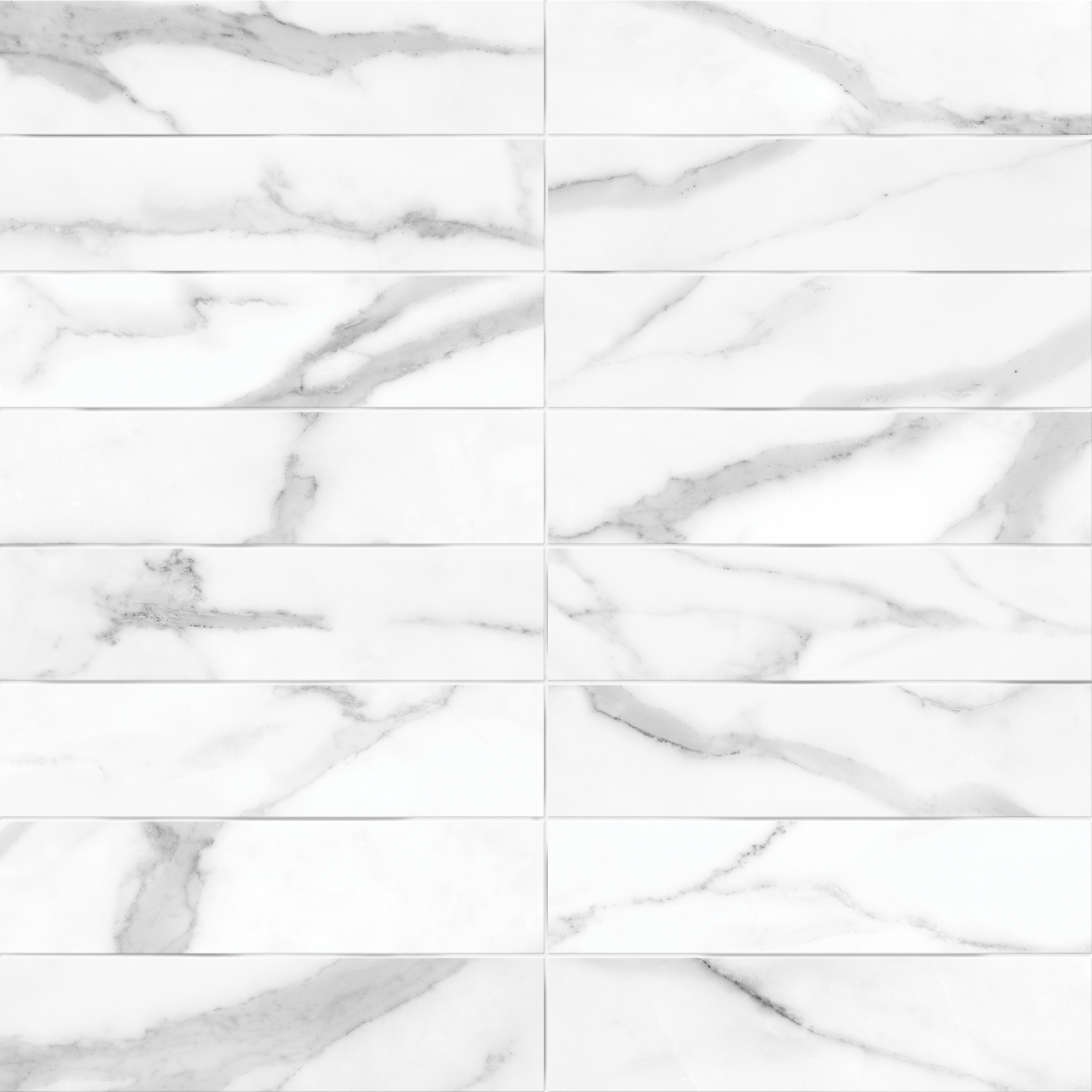 Raffino Statuario Valore ceramic field tile by Anatolia, top-down product view, 3"×12"×11/32" size. Turkish ceramic for floors and walls.