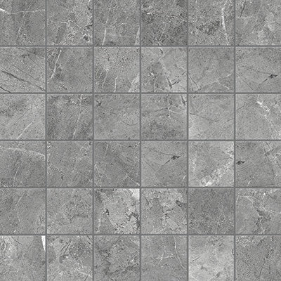 Regency Carbon porcelain mosaic by Anatolia, top-down product view, 12 15/16"×12 15/16"×5/16" size. Turkish porcelain for floors and walls.