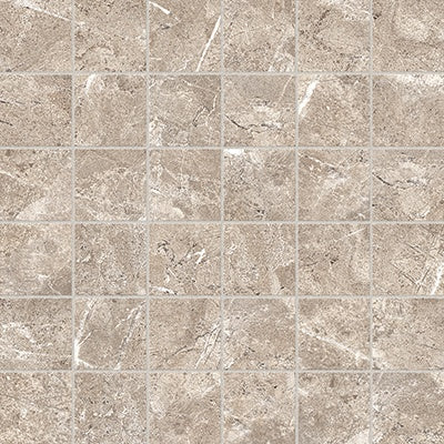 Regency Sand porcelain mosaic by Anatolia, top-down product view, 12 15/16"×12 15/16"×5/16" size. Turkish porcelain for floors and walls.