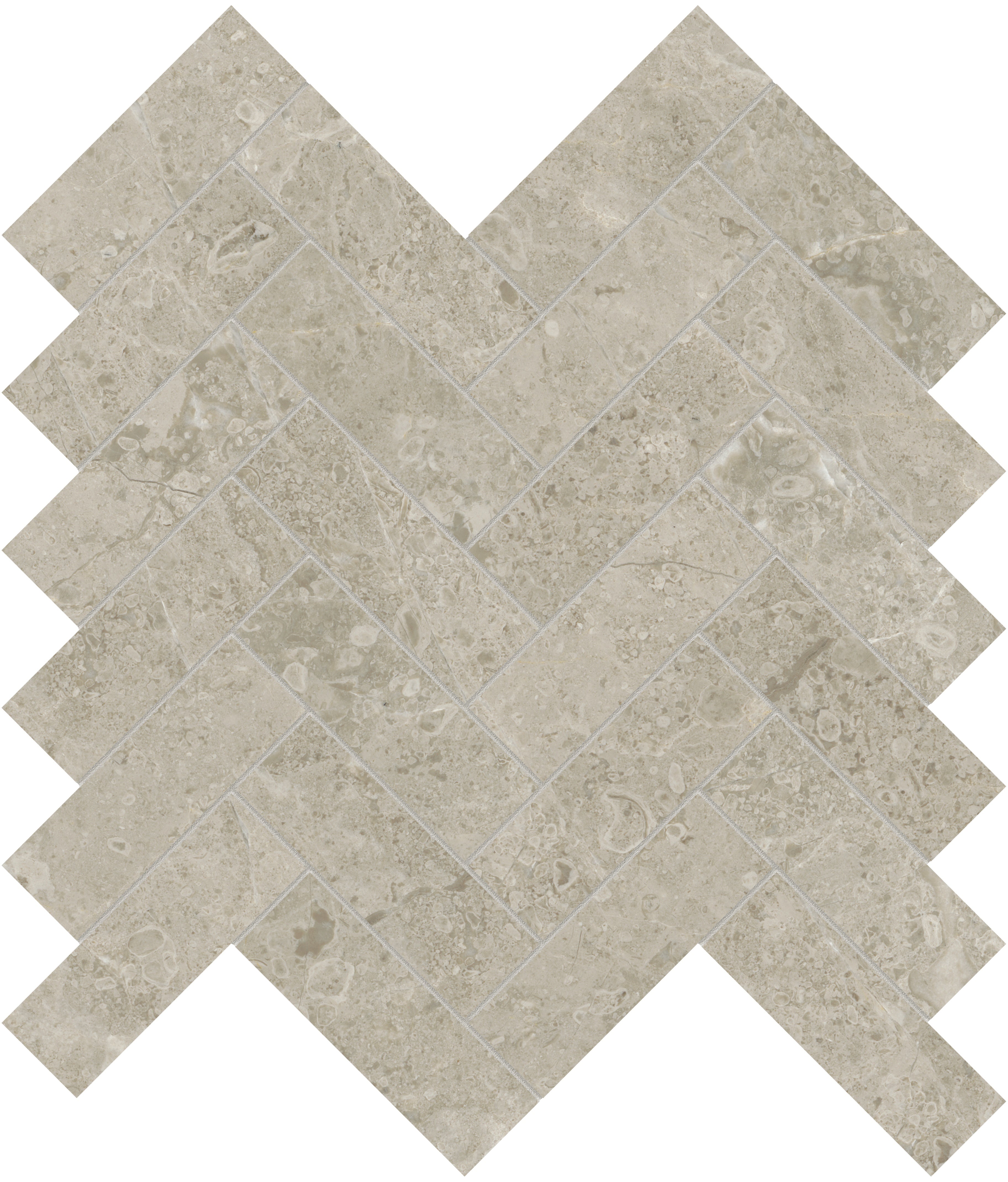 Ritz Gray marble mosaic by Anatolia, top-down product view, 11 1/4"×11 13/32"×3/8" size. Turkish marble for floors and walls.